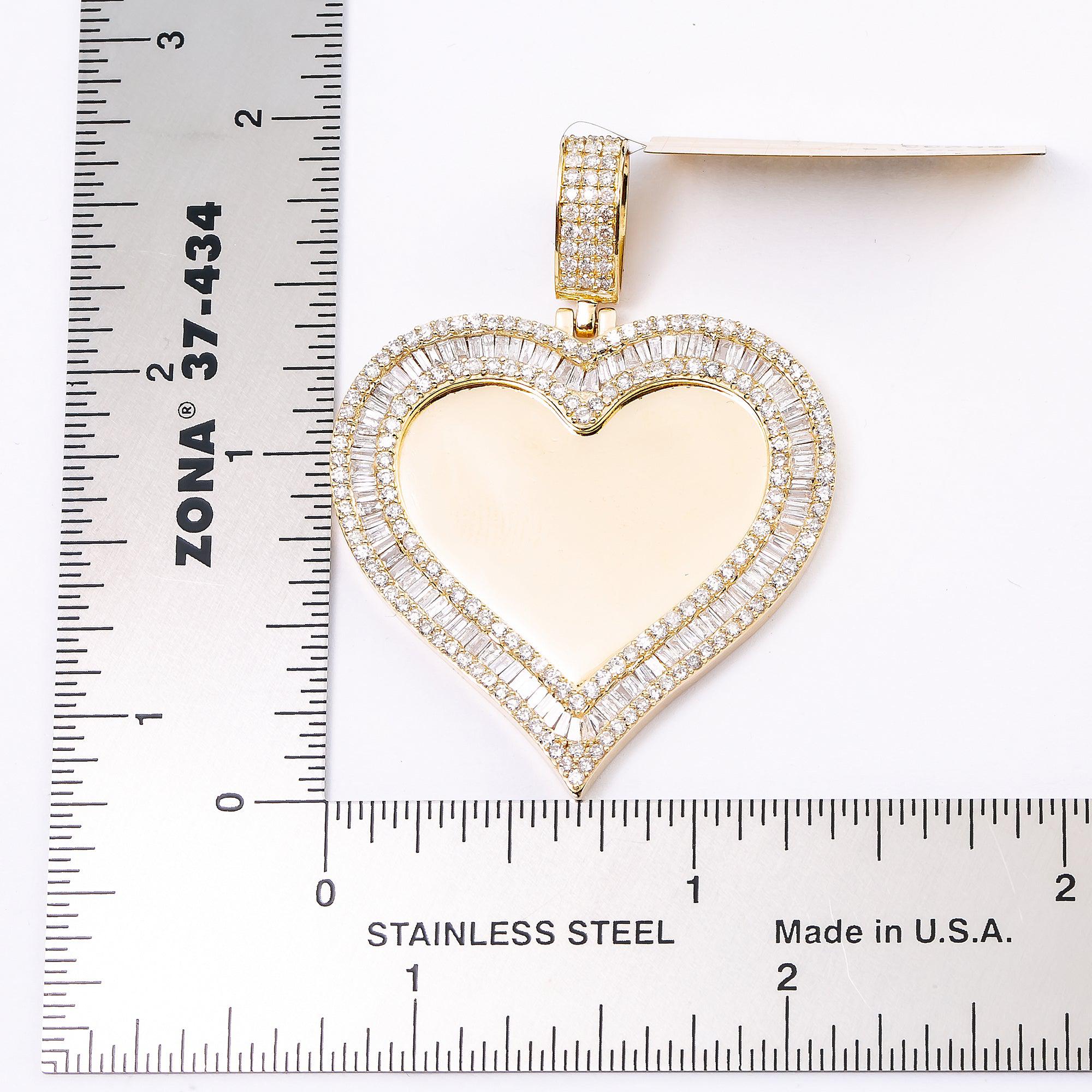 14K YELLOW GOLD DIAMOND CUSTOM HEART PICTURE PENDANT 2.33 CT