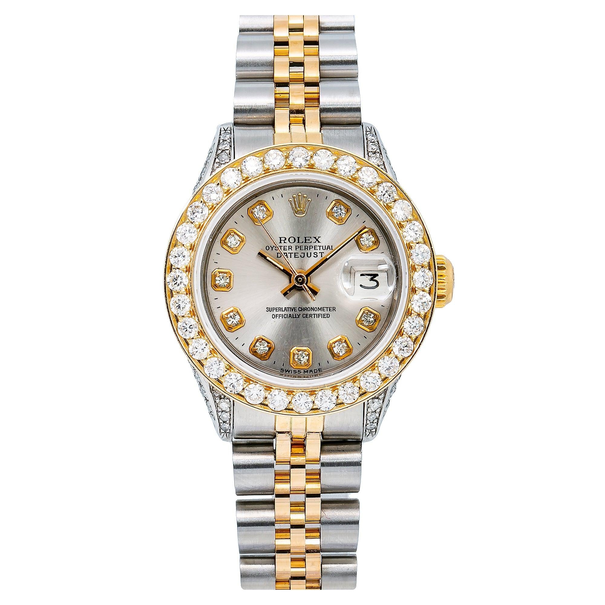 Rolex Lady-Datejust 6917 26MM Silver Diamond Dial With Two Tone Bracelet