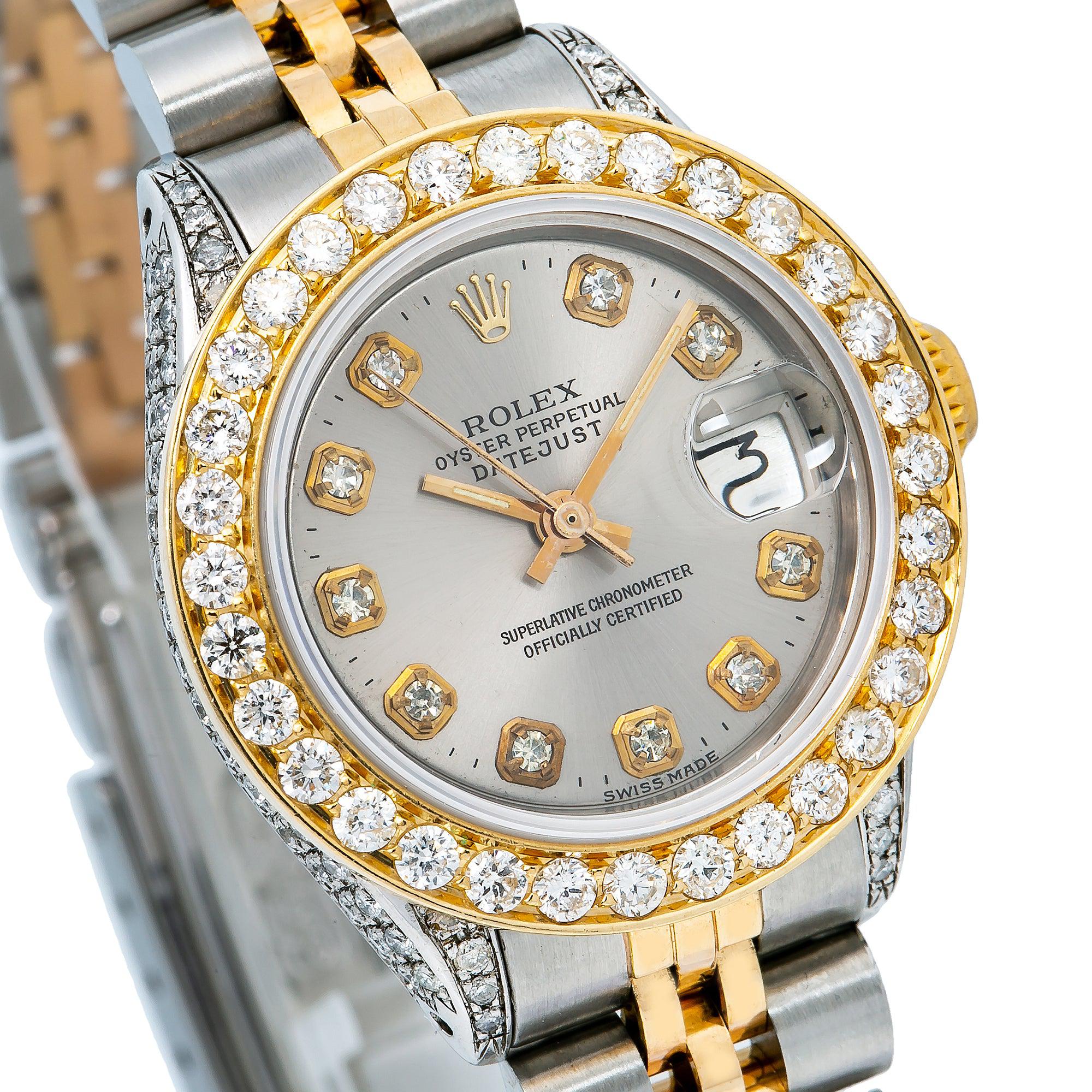 Rolex Lady-Datejust 6917 26MM Silver Diamond Dial With Two Tone Bracelet