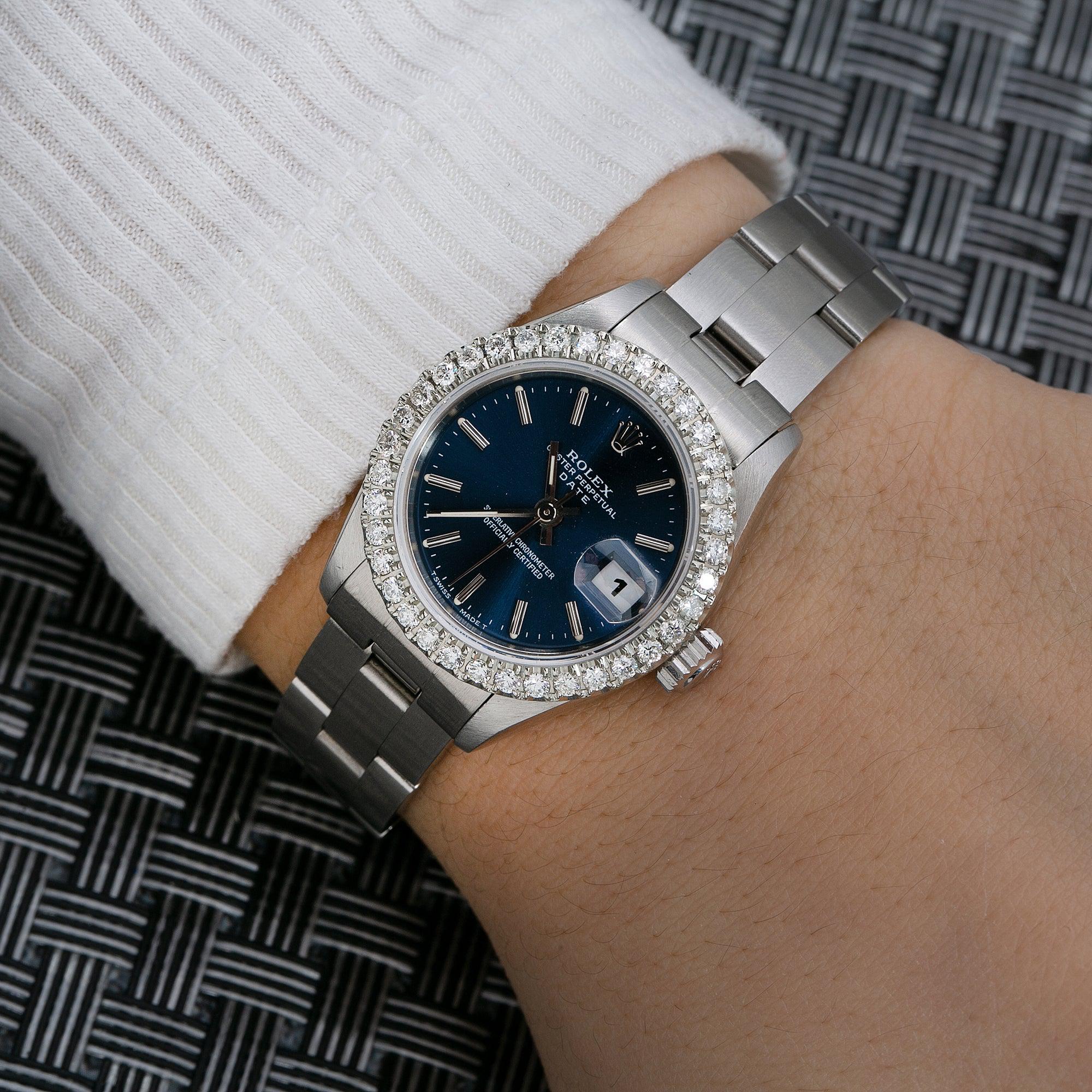 Rolex Oyster Perpetual Lady Date 69160 26MM Blue Dial With Oyster Bracelet