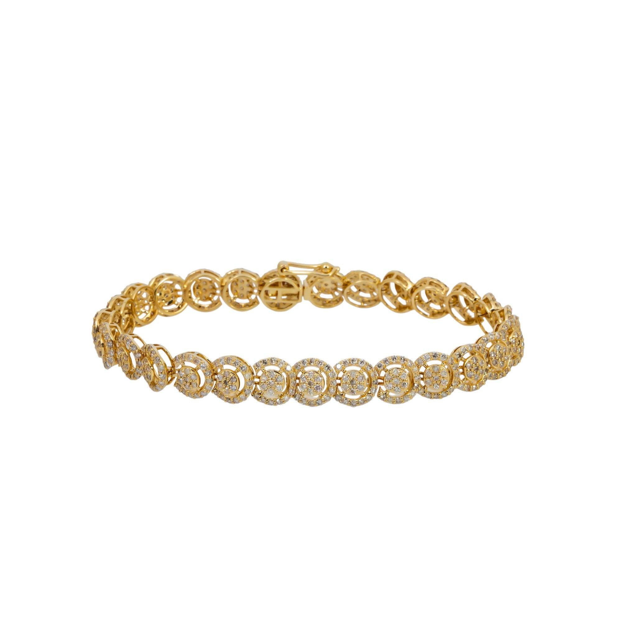 14K GOLD ROUND DIAMOND CIRCLE SHAPE BRACELET 4.03 CT