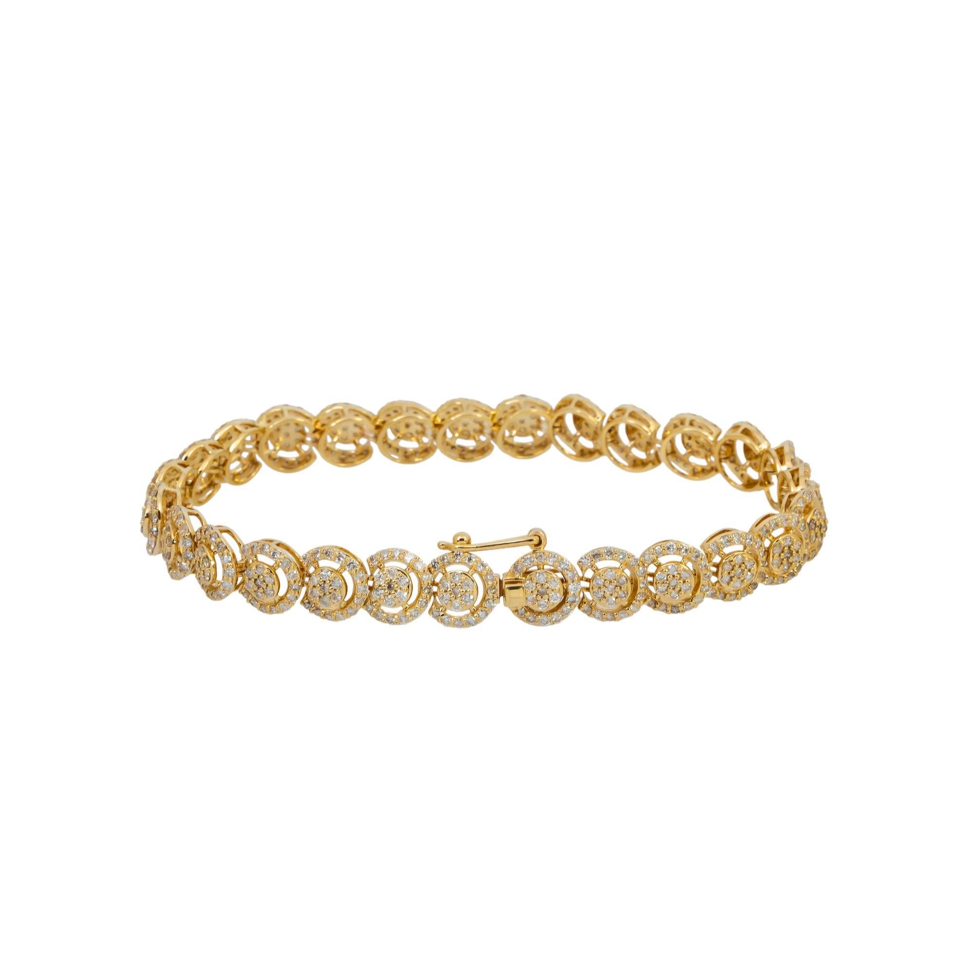 14K GOLD ROUND DIAMOND CIRCLE SHAPE BRACELET 4.03 CT