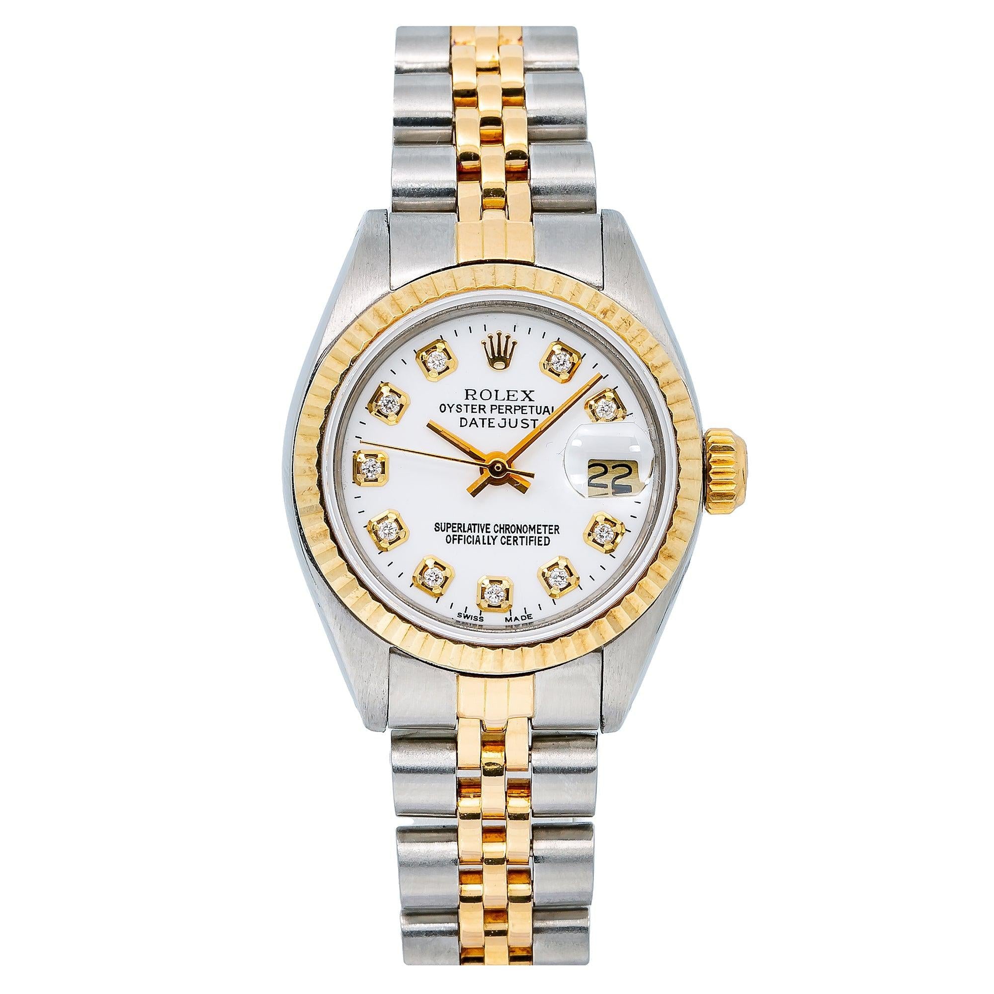 Rolex Lady-Datejust 6917 26MM White Diamond Dial With Two Tone Bracelet