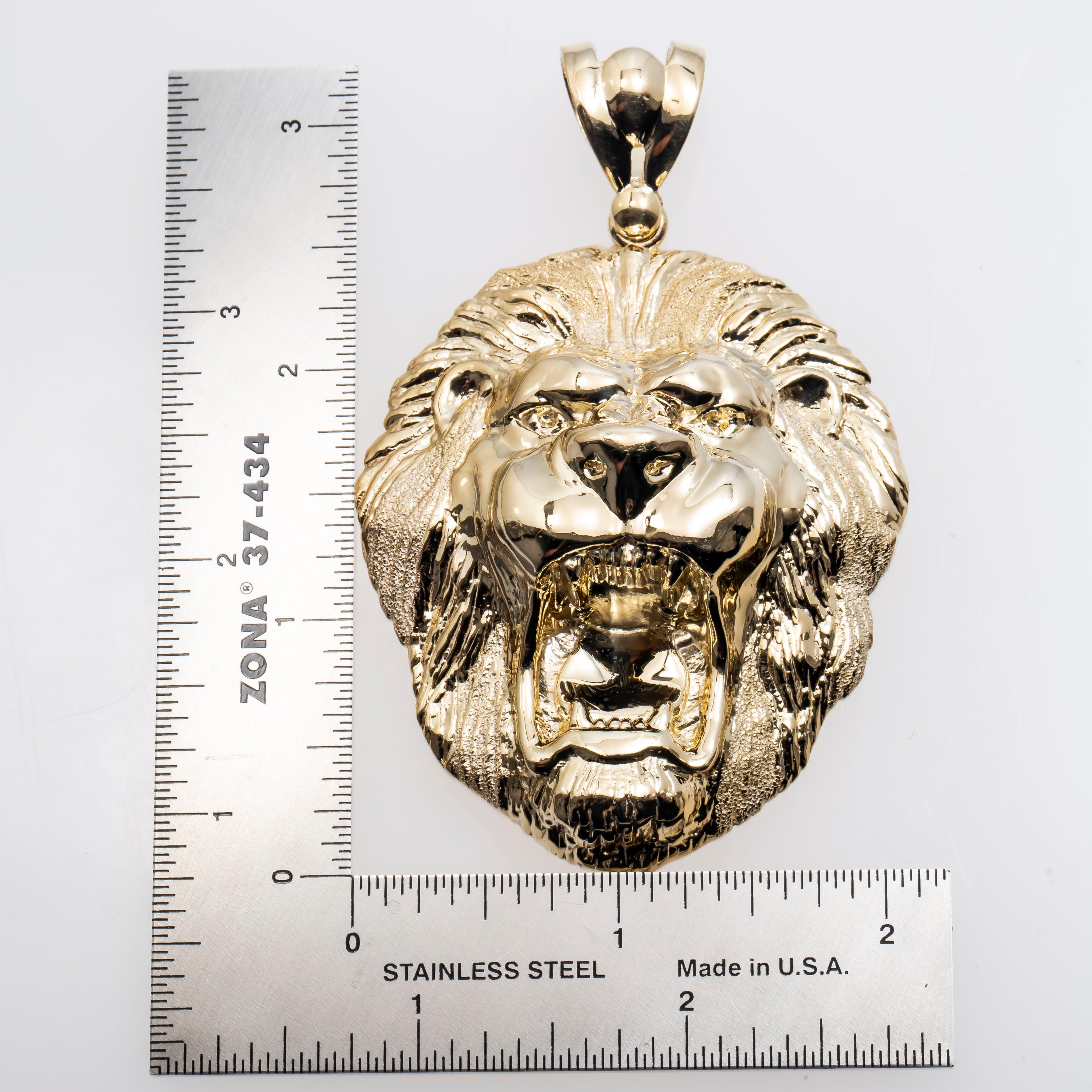 10K GOLD LION HEAD PENDANT 28.2G