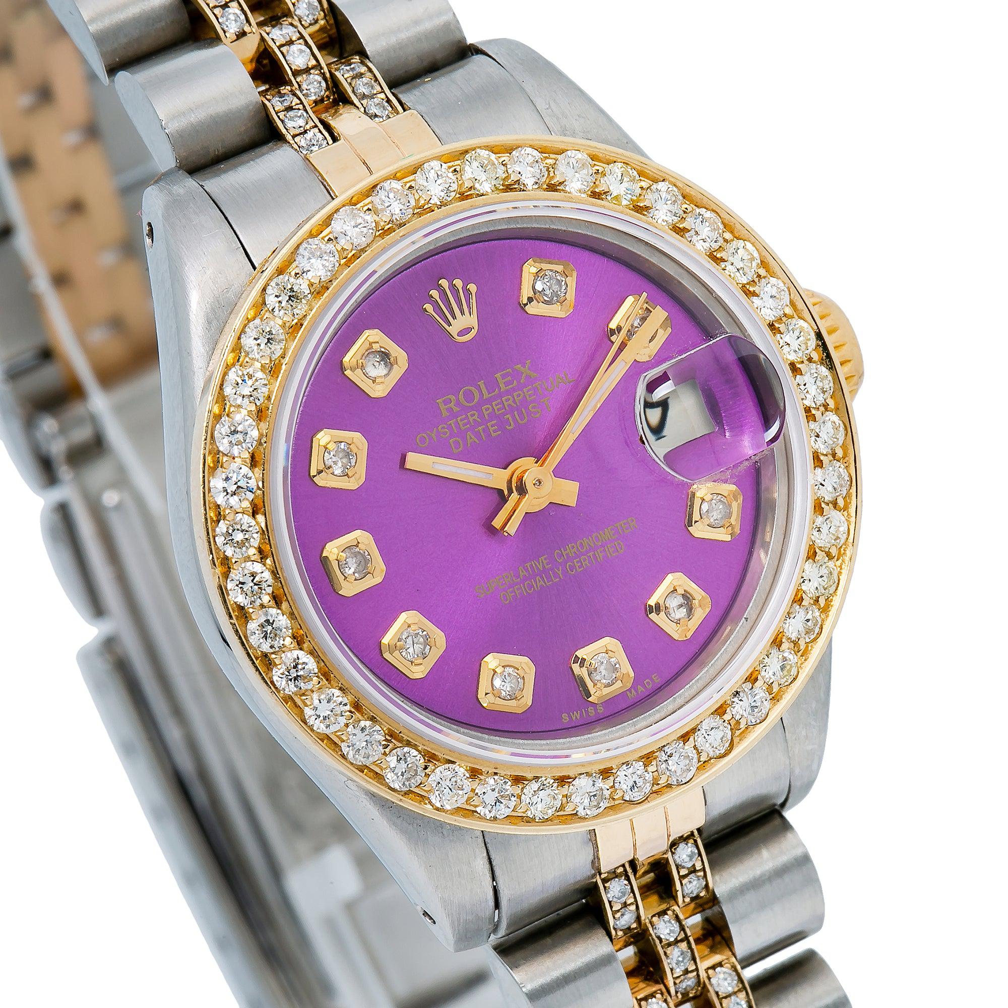 Rolex Lady-Datejust 69173 26MM Purple Diamond Dial With Two Tone Bracelet