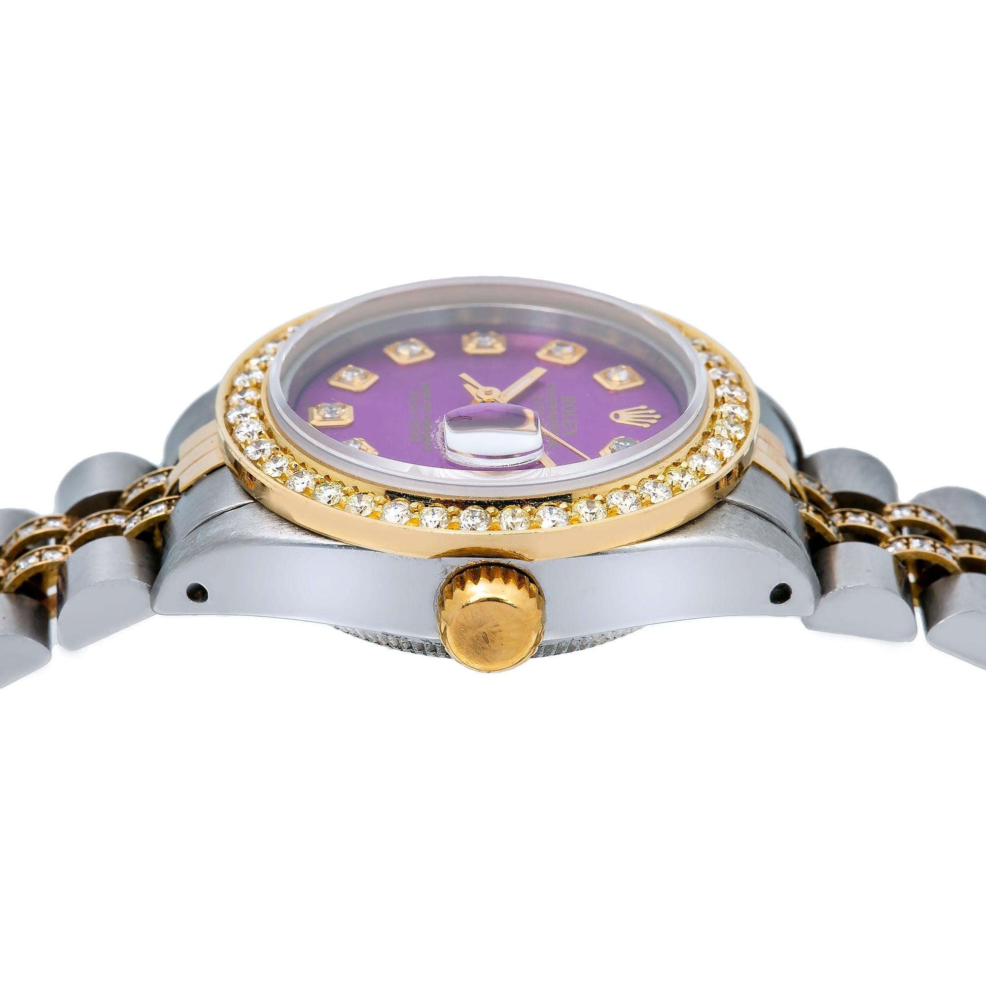 Rolex Lady-Datejust 69173 26MM Purple Diamond Dial With Two Tone Bracelet