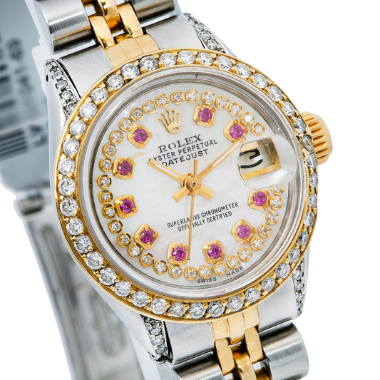 Rolex Oyster Perpetual Lady-Datejust 26MM White Diamond Dial With Two Tone Jubilee Bracelet