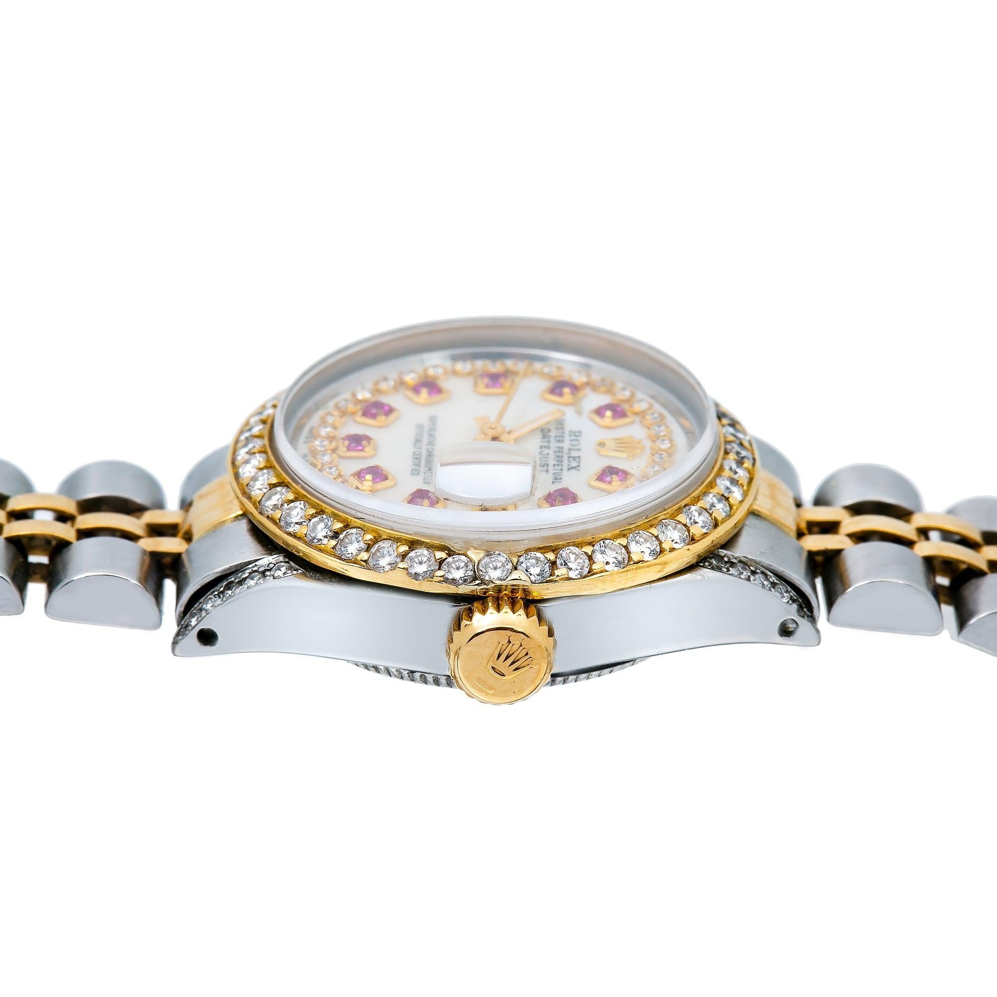 Rolex Oyster Perpetual Lady-Datejust 26MM White Diamond Dial With Two Tone Jubilee Bracelet