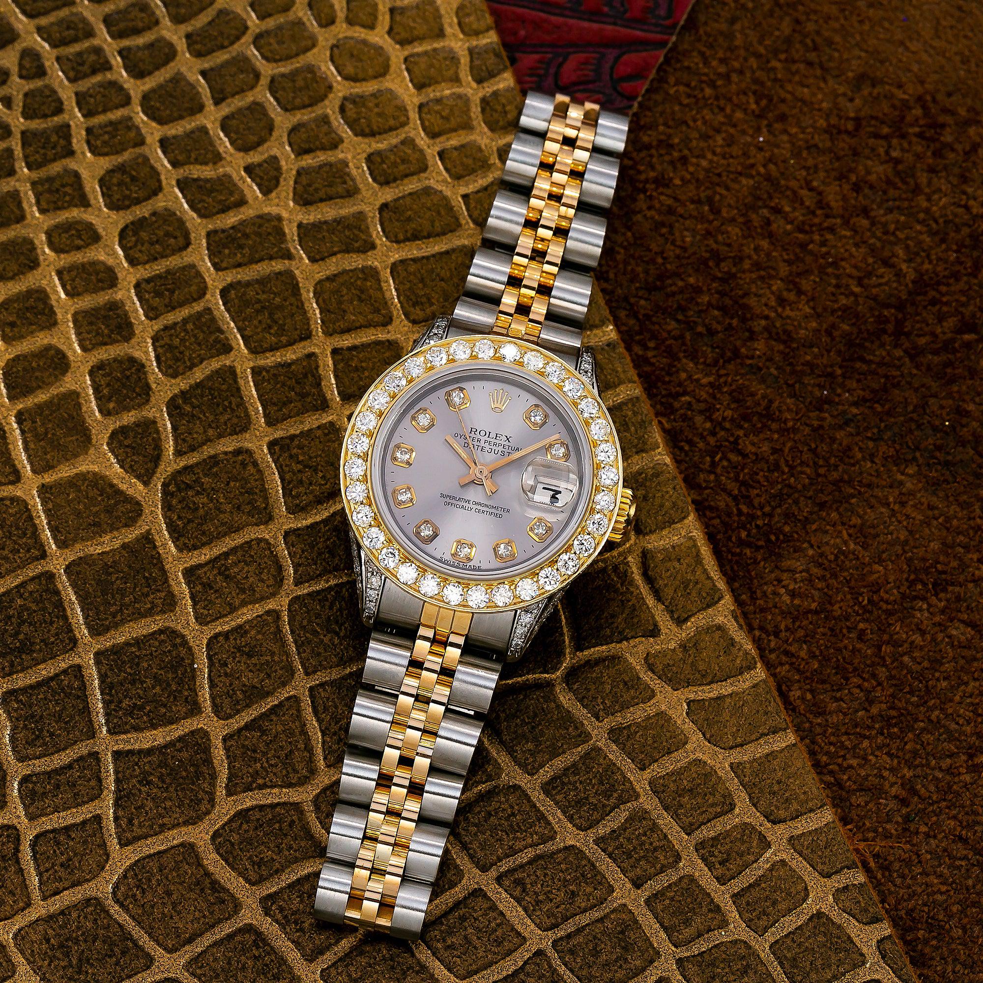 Rolex Lady-Datejust 6917 26MM Silver Diamond Dial With Two Tone Bracelet