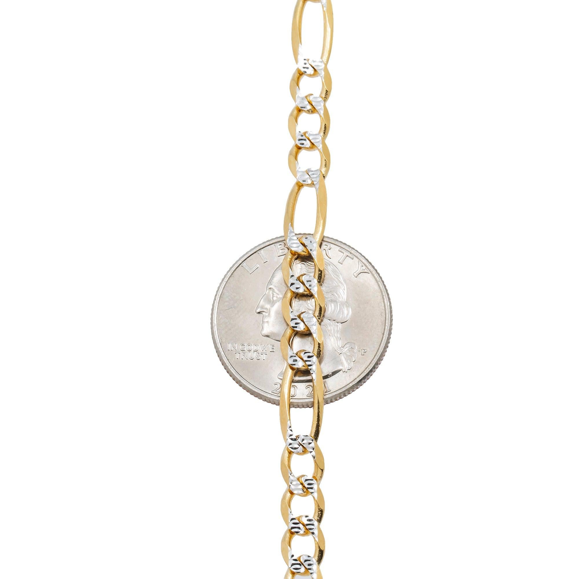 14K GOLD DIAMOND CUT 5MM FIGARO CHAIN