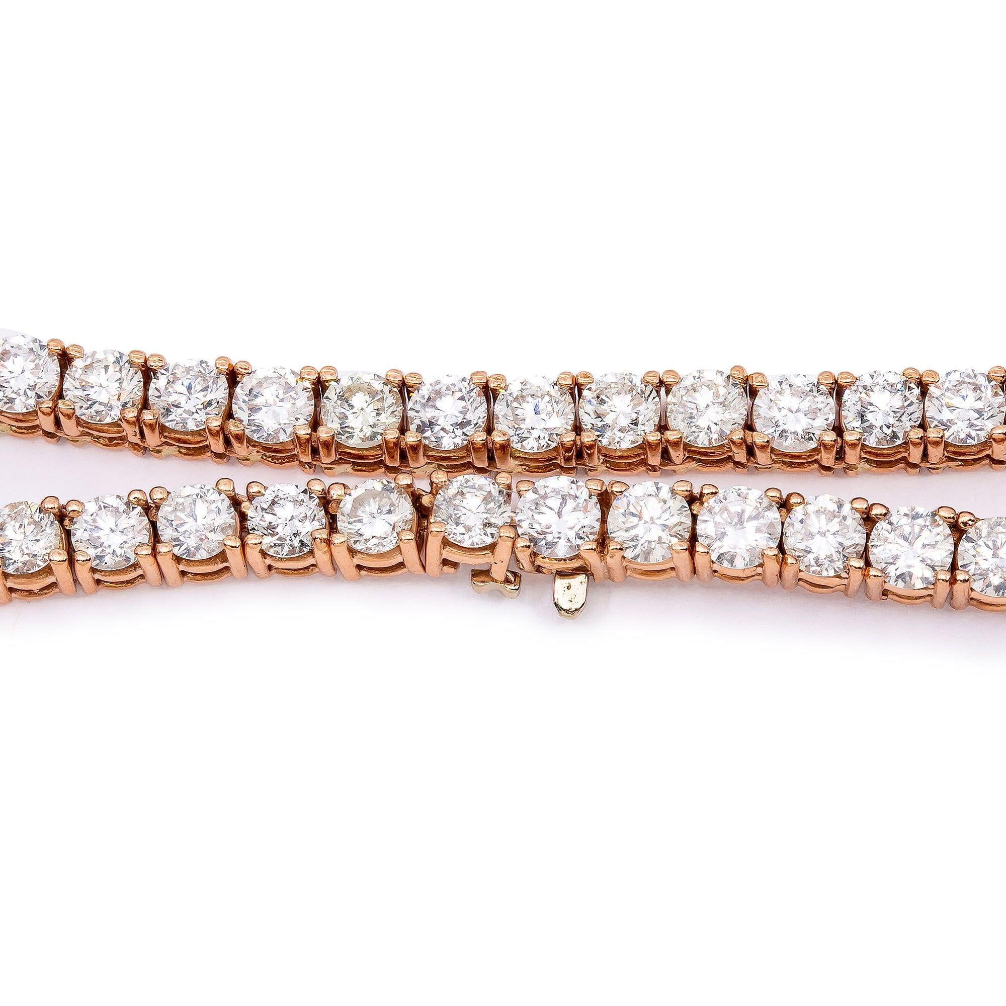 14K Rose Gold Unisex Tennis Chain With 44 CT Diamonds