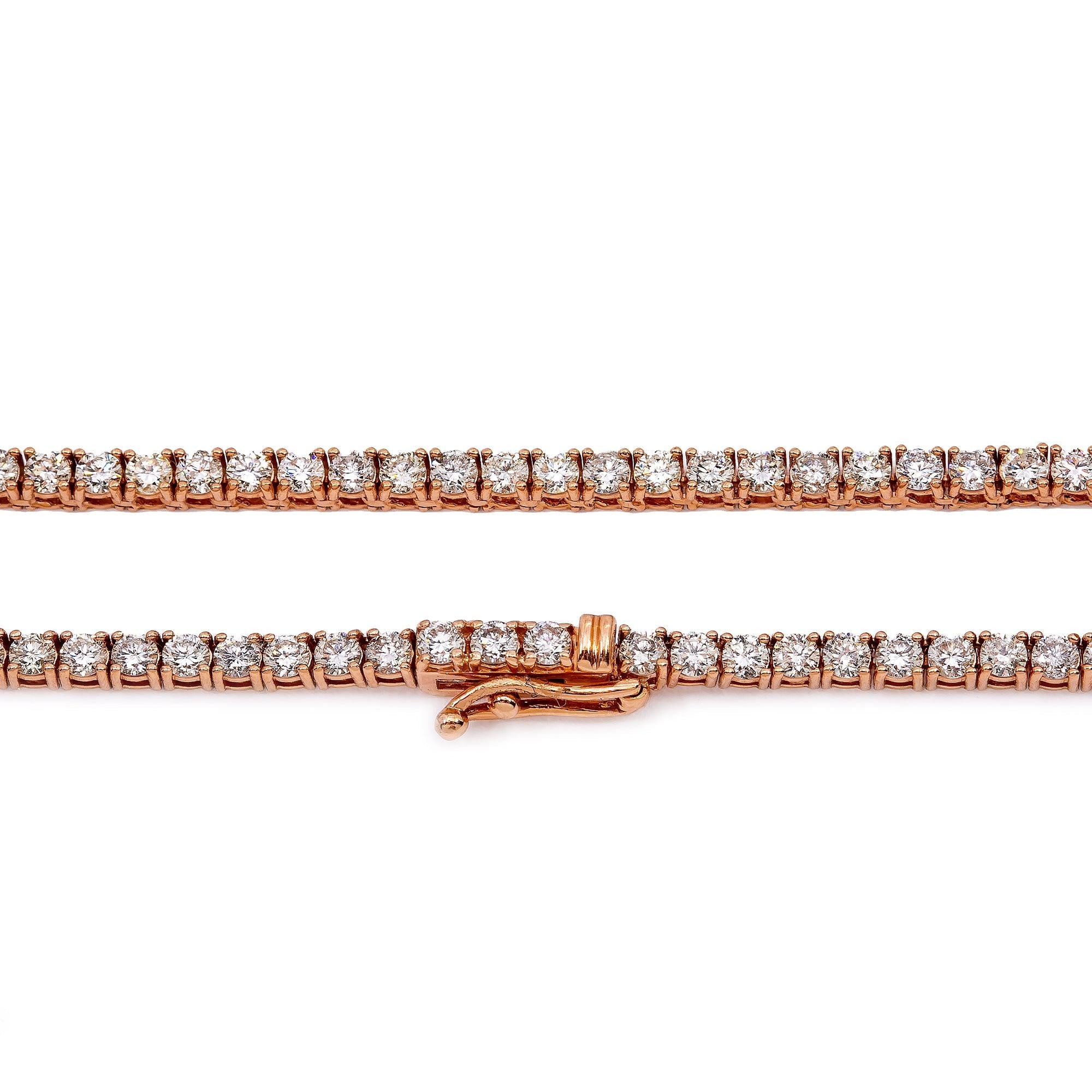 14K Rose Gold Unisex Tennis Chain With 11.00 CT Diamonds