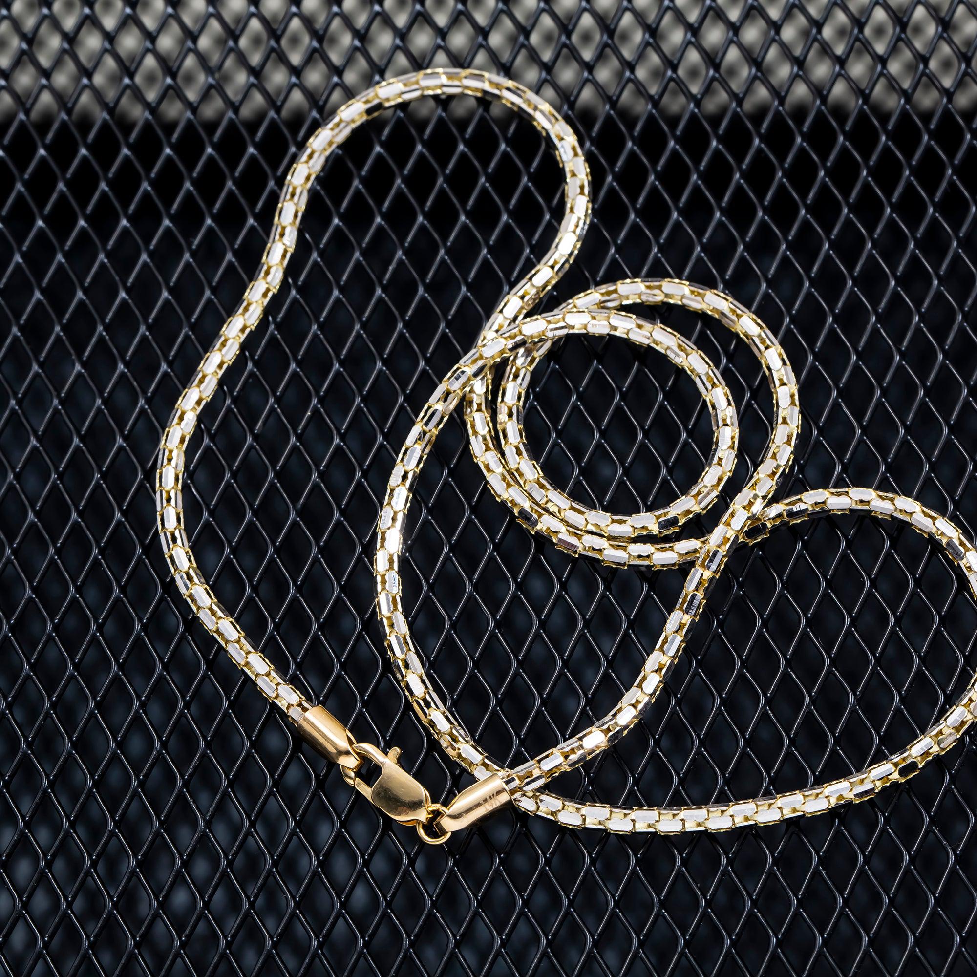 14K GOLD DIAMOND CUT 2MM BOX CHAIN