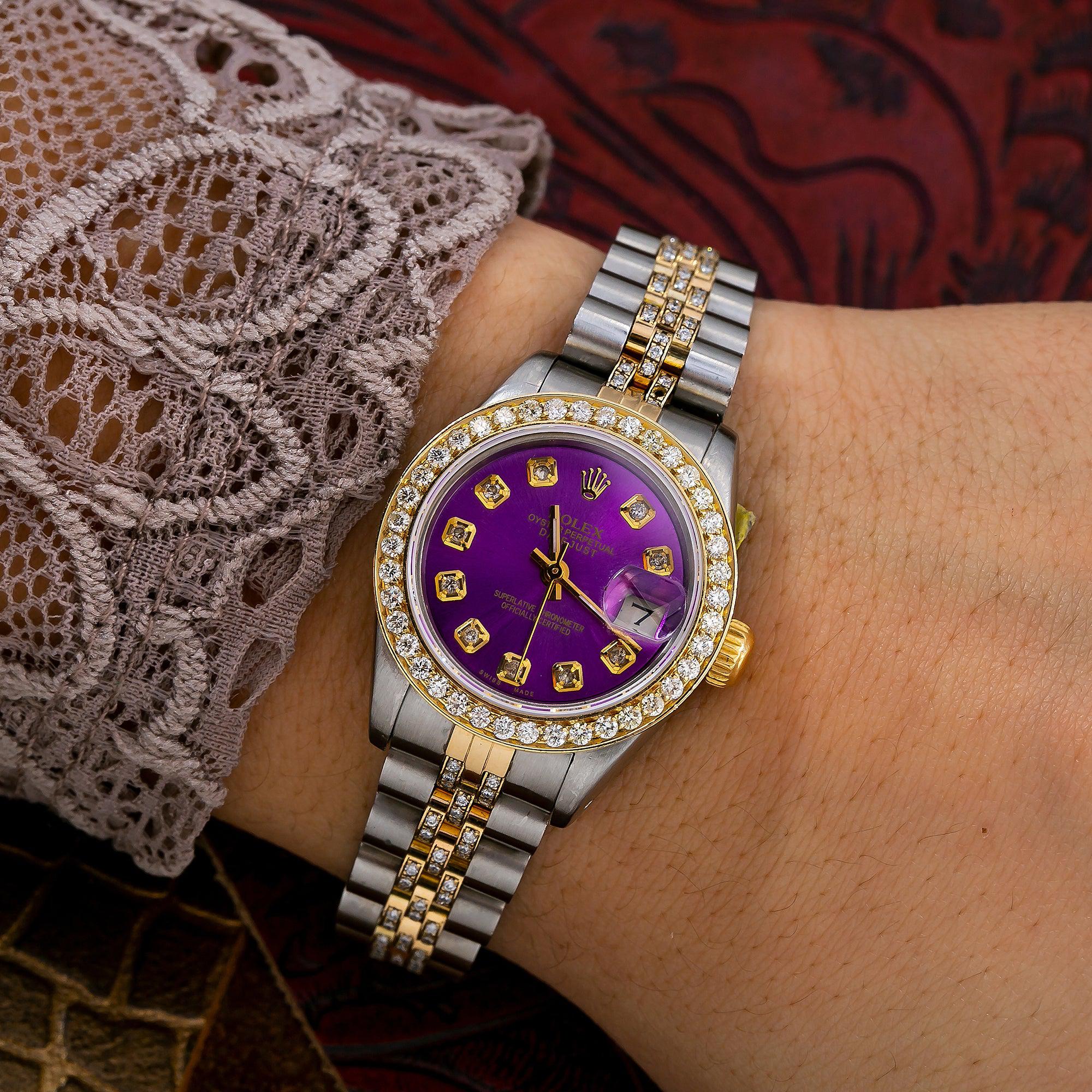 Rolex Lady-Datejust 69173 26MM Purple Diamond Dial With Two Tone Bracelet