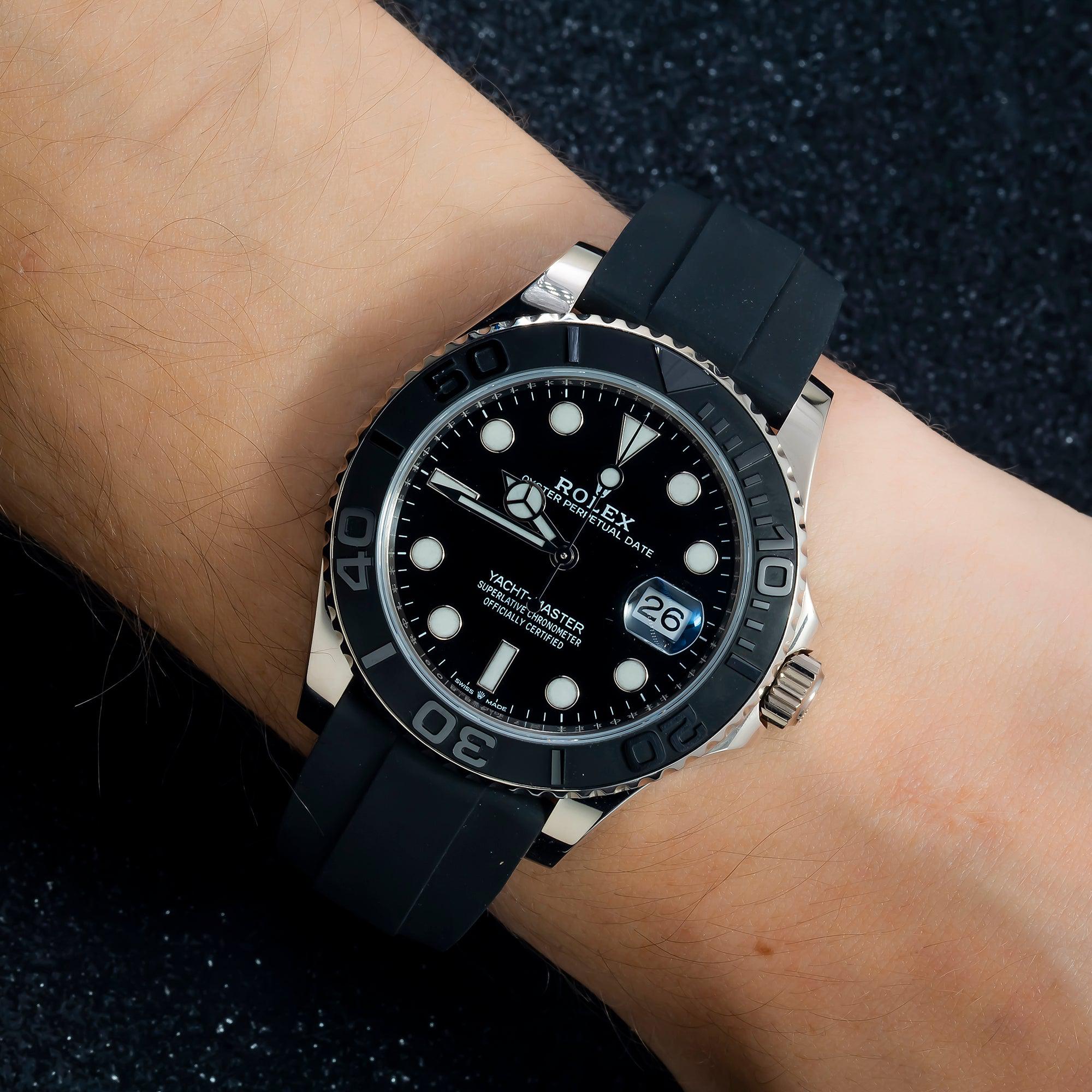 Rolex White Gold Yacht-Master 226659 42MM Black Dial With Black Oysterflex Strap