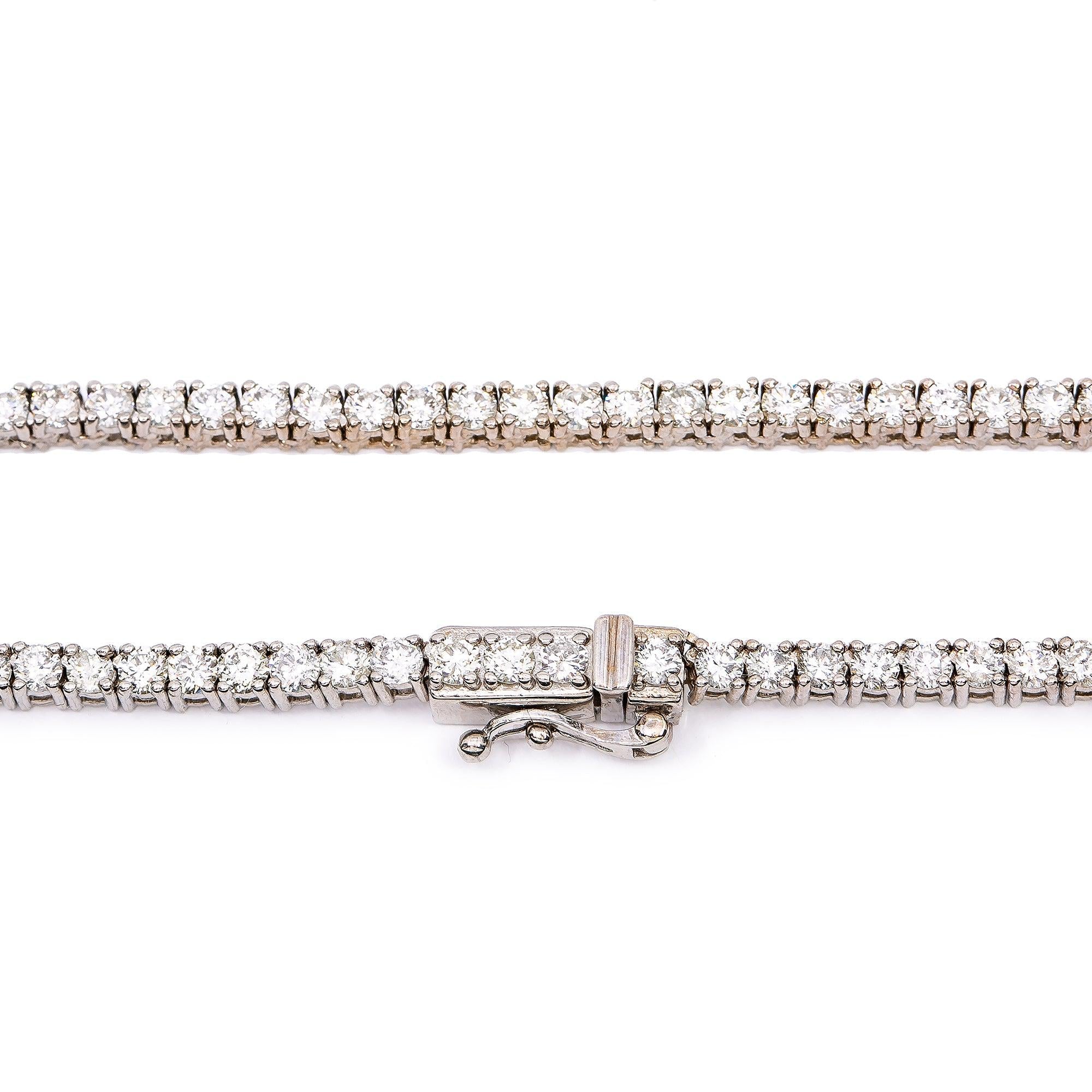 14K White Gold Men's Tennis Chain With 15 CT Diamonds