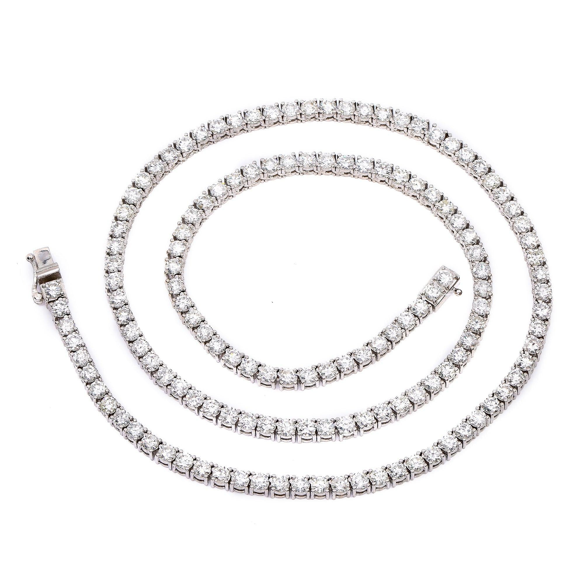 14K White Gold Unisex Tennis Chain with 18.00 CT Diamonds