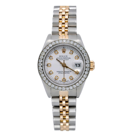 Rolex Datejust Two Tone Diamond Watch, 6917 26mm, White Dial With 1.2CT Diamond Bezel