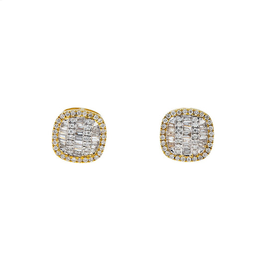 10K GOLD BAGUETTE AND ROUND DIAMOND EARRINGS 0.37 CTW