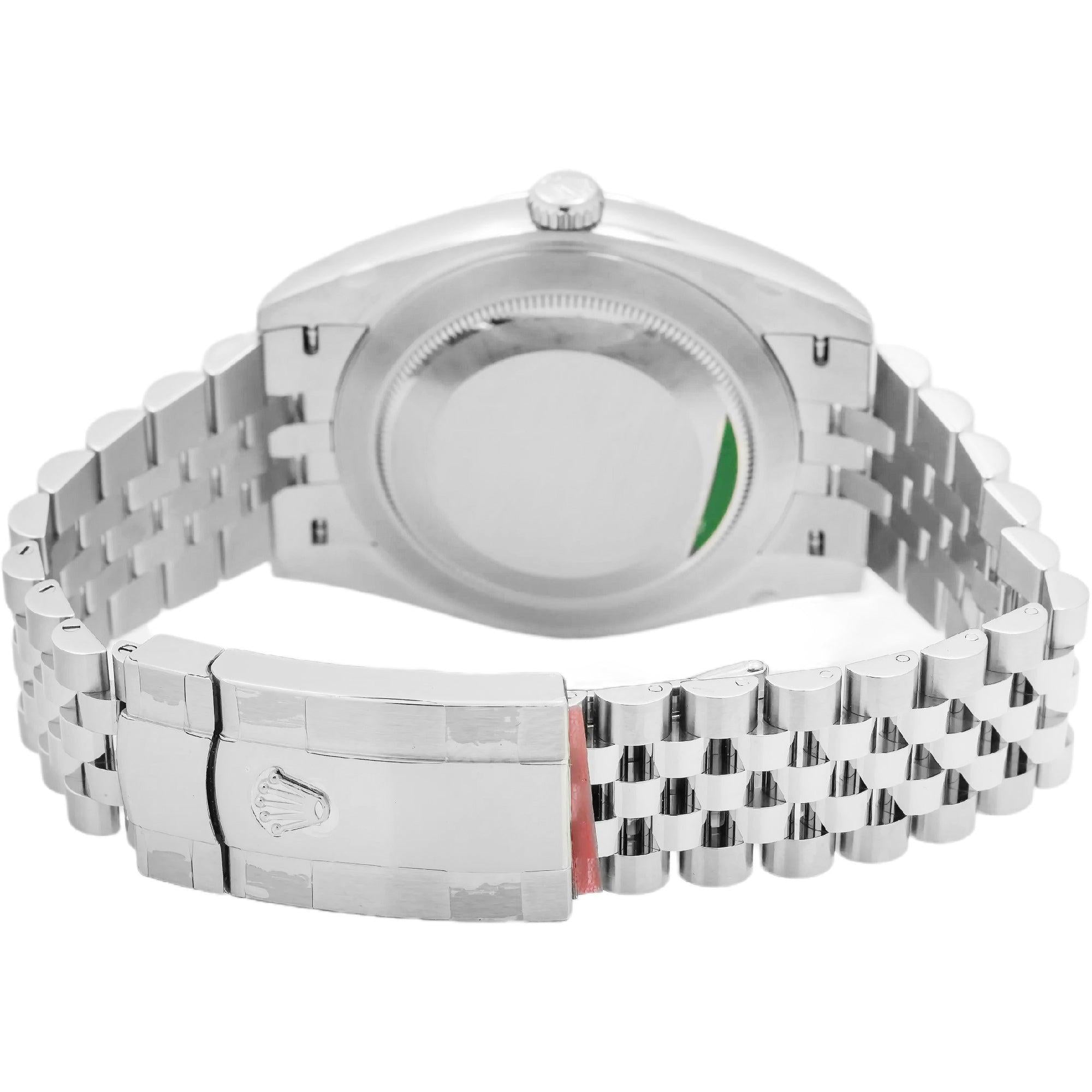 Rolex Oystersteel Datejust 126300 41MM Mint Green Motif Dial With Jubilee Bracelet