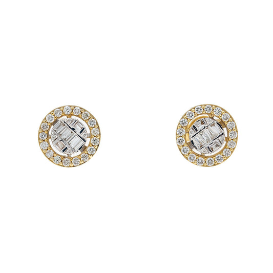 10K GOLD BAGUETTE DIAMOND CIRCLE EARRINGS 0.58 CTW