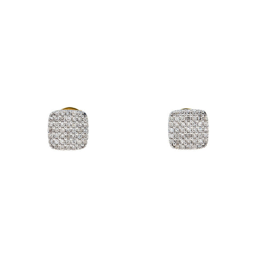 10K GOLD ROUND DIAMOND SQUARE EARRINGS 0.26 CTW