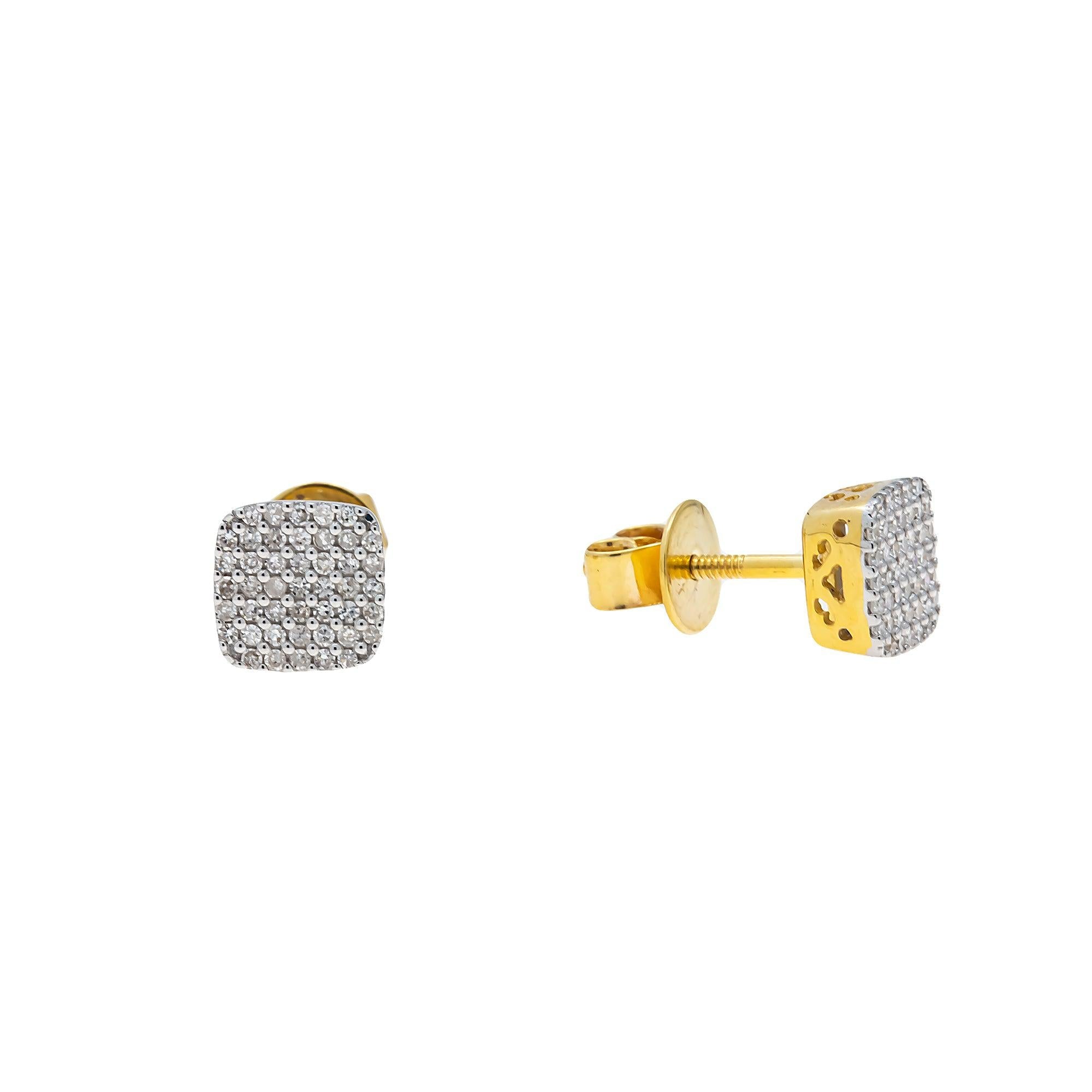 10K GOLD ROUND DIAMOND SQUARE EARRINGS 0.26 CTW