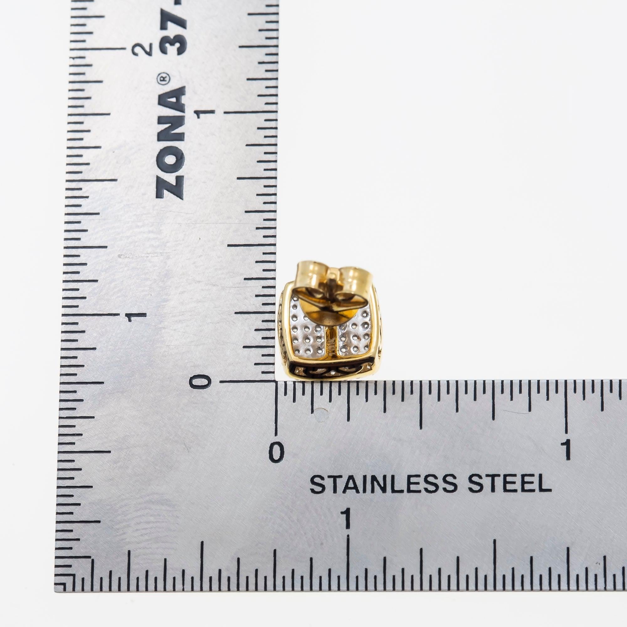 10K GOLD ROUND DIAMOND CLUSTER SQUARE EARRINGS 0.53 CTW