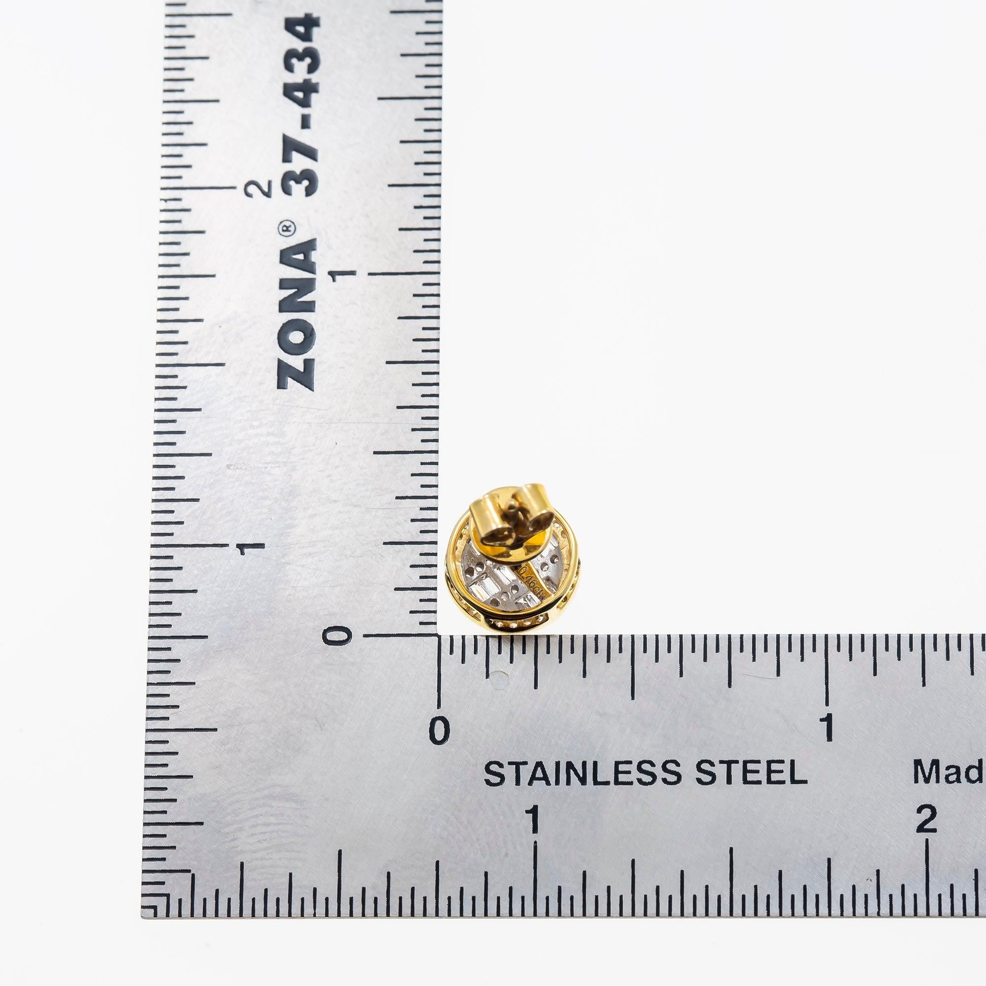 10K GOLD BAGUETTE AND ROUND DIAMOND EARRINGS 0.43 CTW