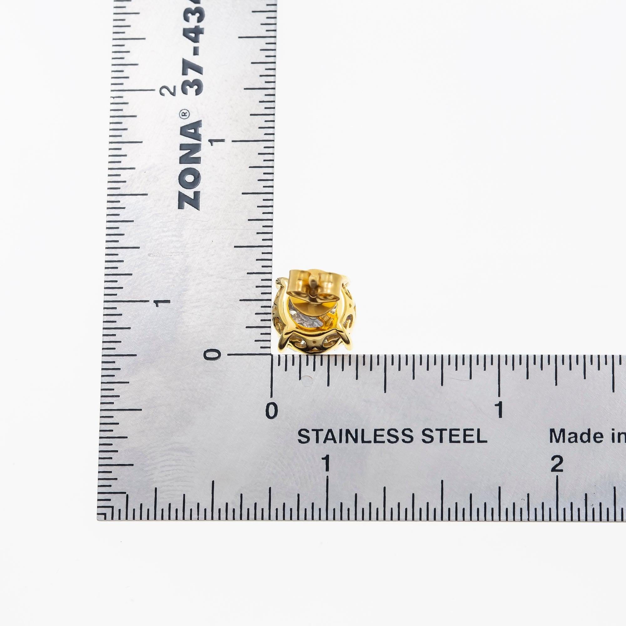 10K GOLD ROUND DIAMOND CLUSTER EARRINGS 0.90 CTW