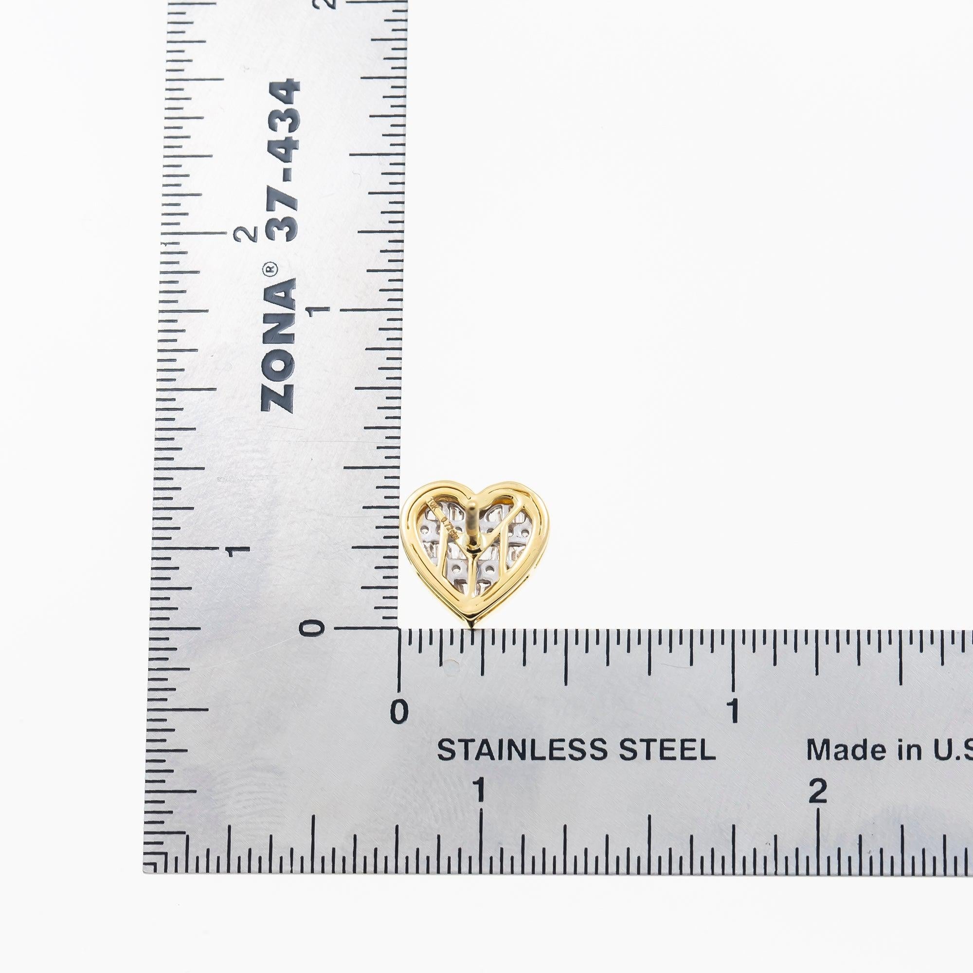 10K GOLD BAGUETTE DIAMOND HEART EARRINGS 0.73 CTW