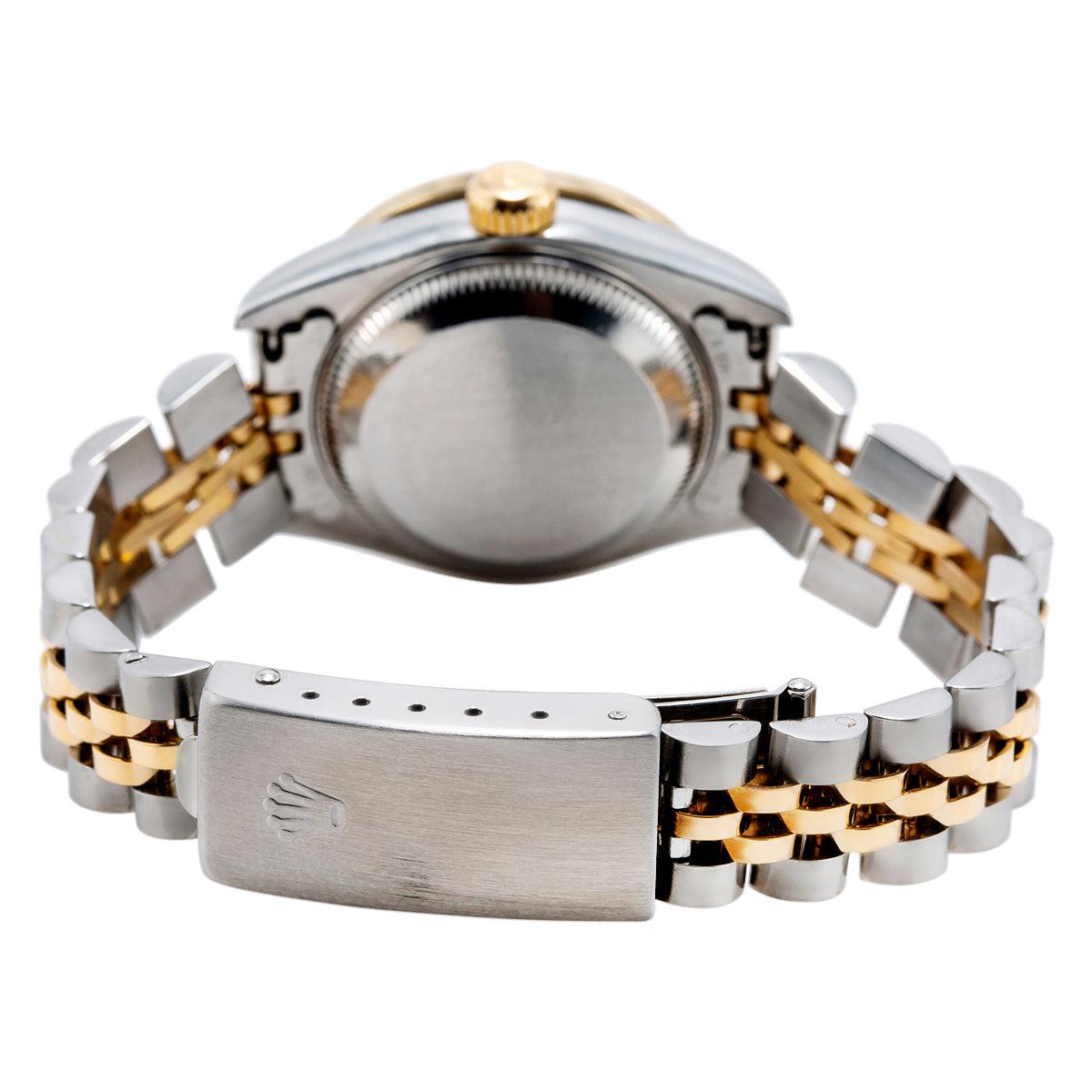 Rolex Datejust Two Tone Diamond Watch, 69173 26mm, Black Dial With 0.90CT Diamond Bezel