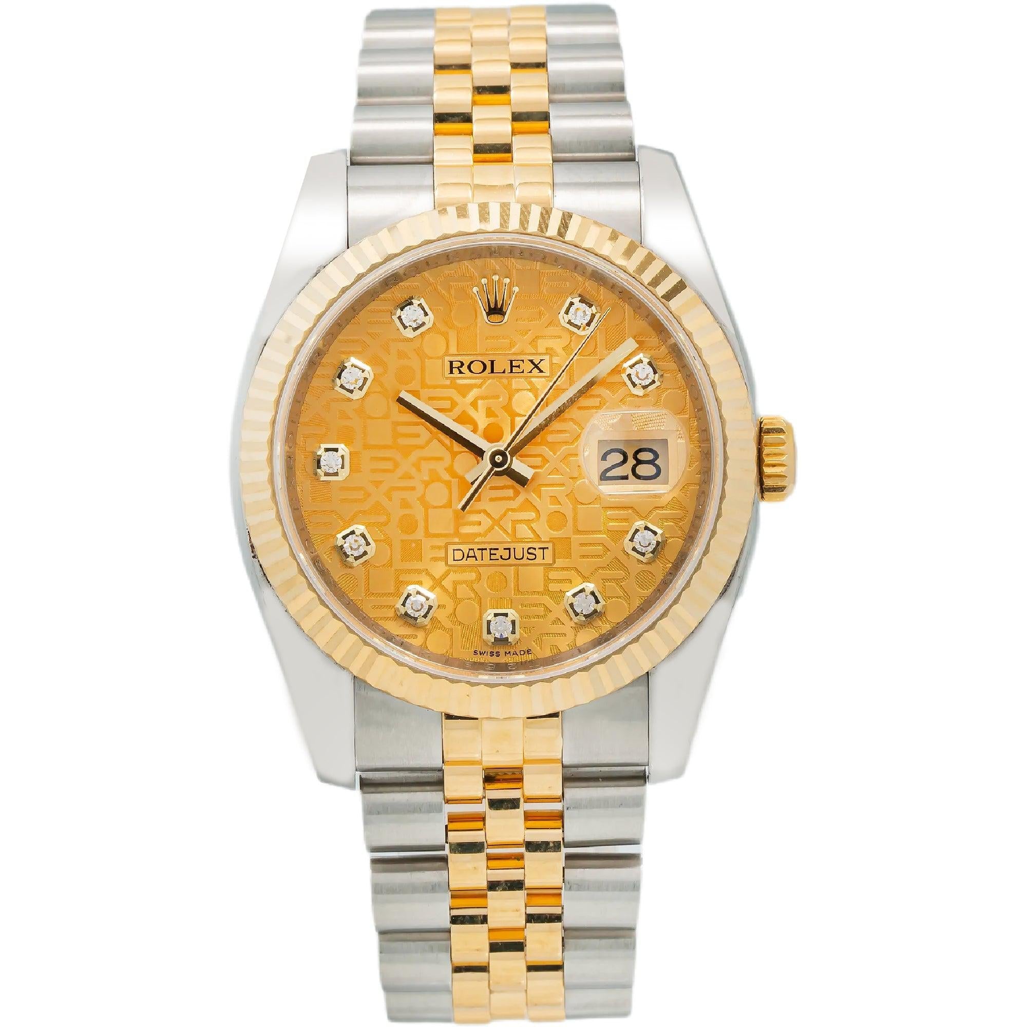 Rolex Datejust 116233 36MM Champagne Diamond Dial With Two Tone Bracelet