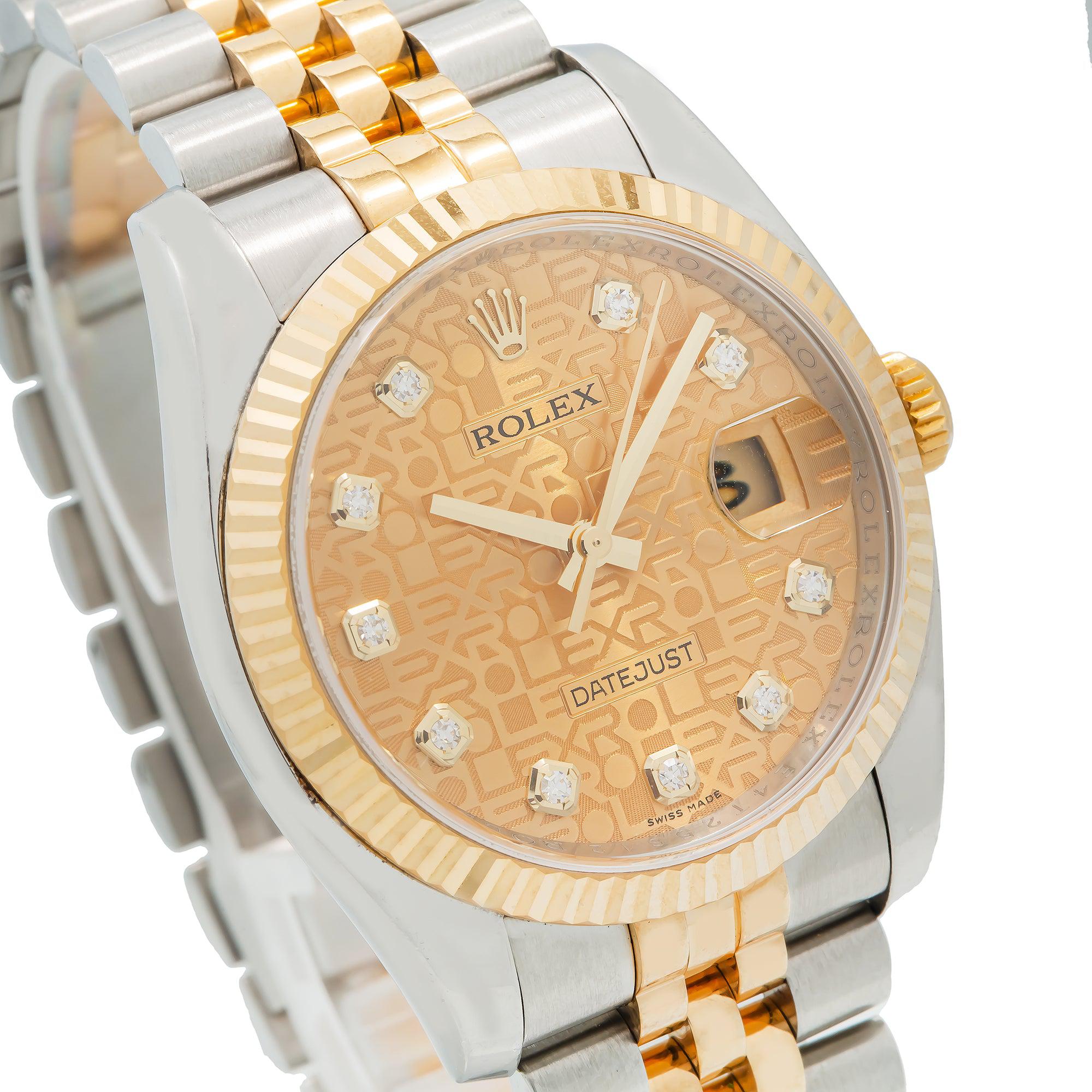 Rolex Datejust 116233 36MM Champagne Diamond Dial With Two Tone Bracelet