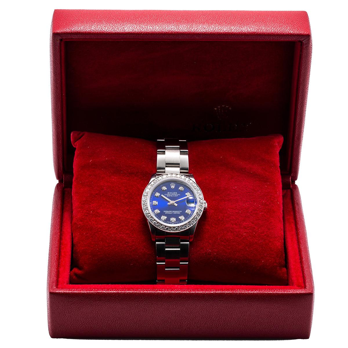 Rolex DateJust Diamond Watch, 31mm, Blue Dial With 1.05CT Diamond Bezel