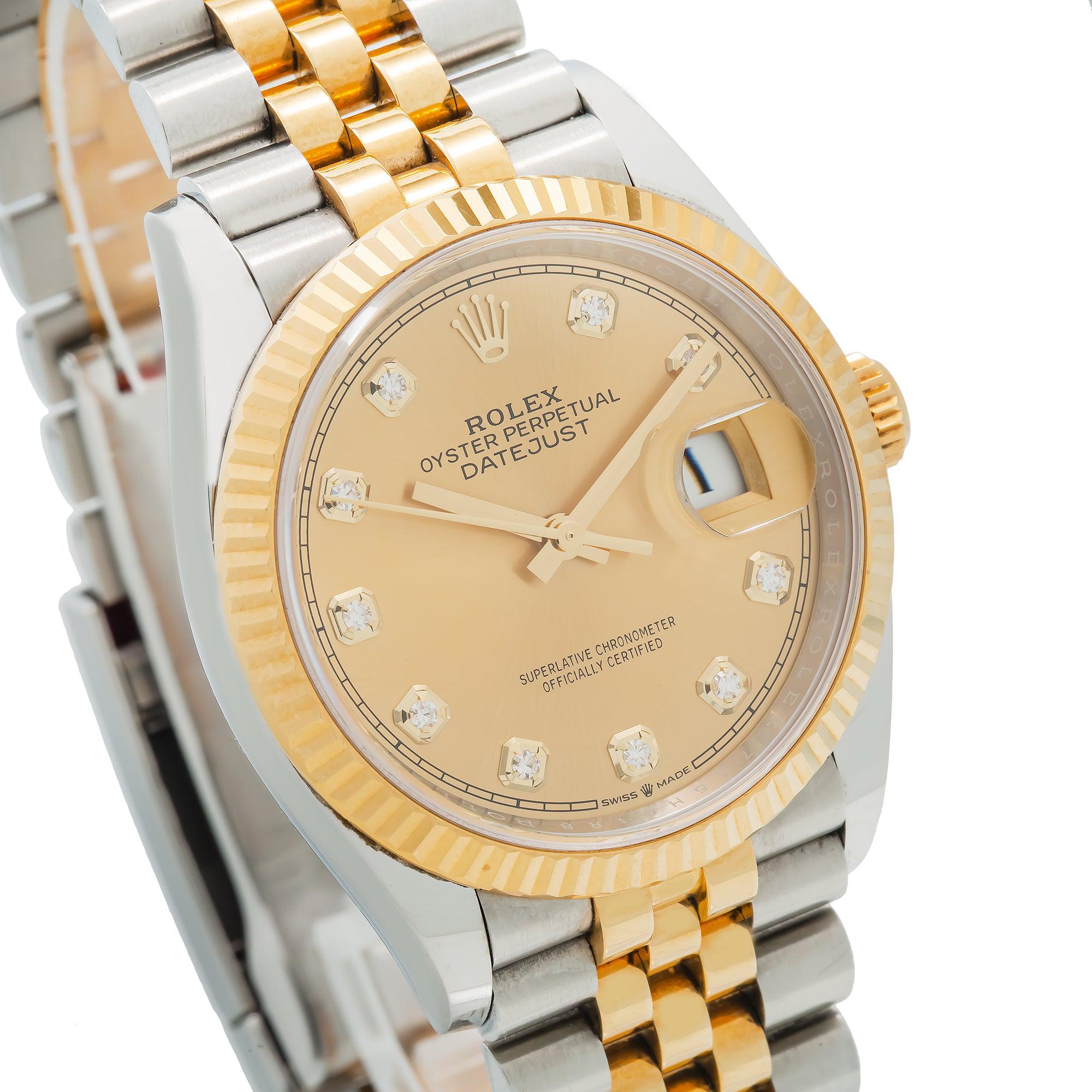 Rolex Datejust 126233 36MM Champagne Diamond Dial With Two Tone Bracelet