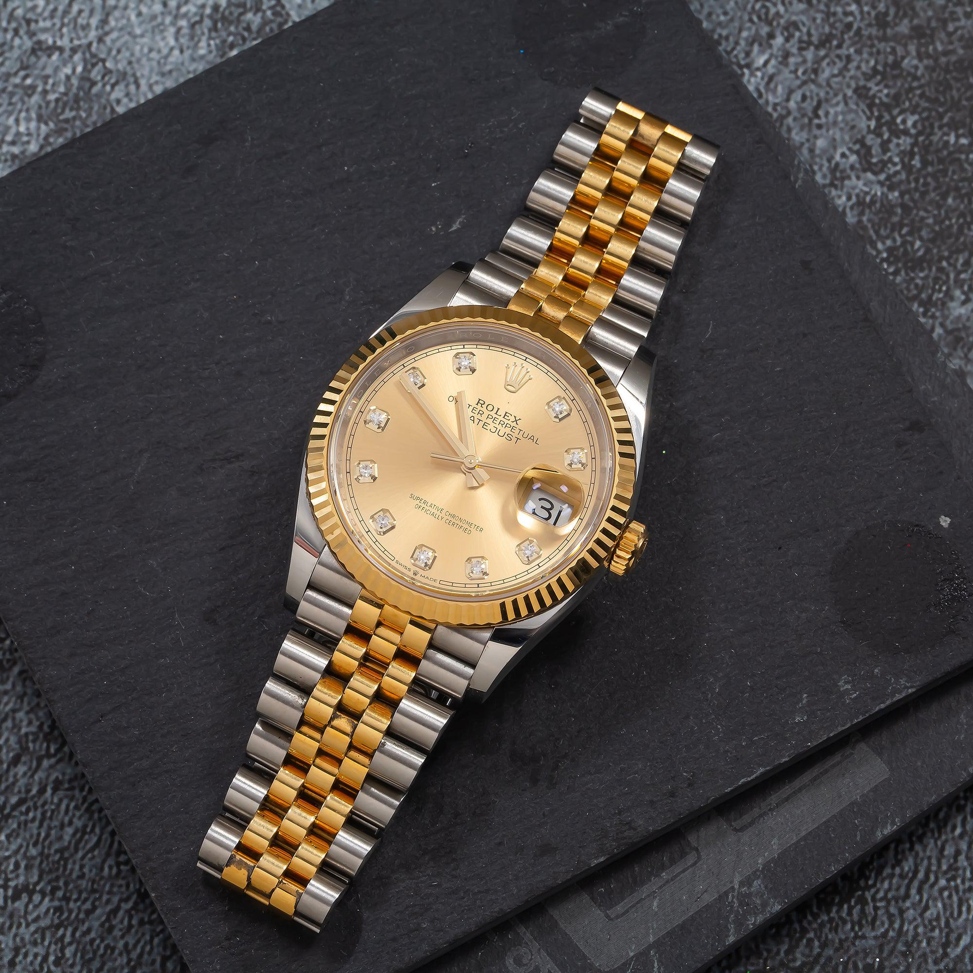 Rolex Datejust 126233 36MM Champagne Diamond Dial With Two Tone Bracelet