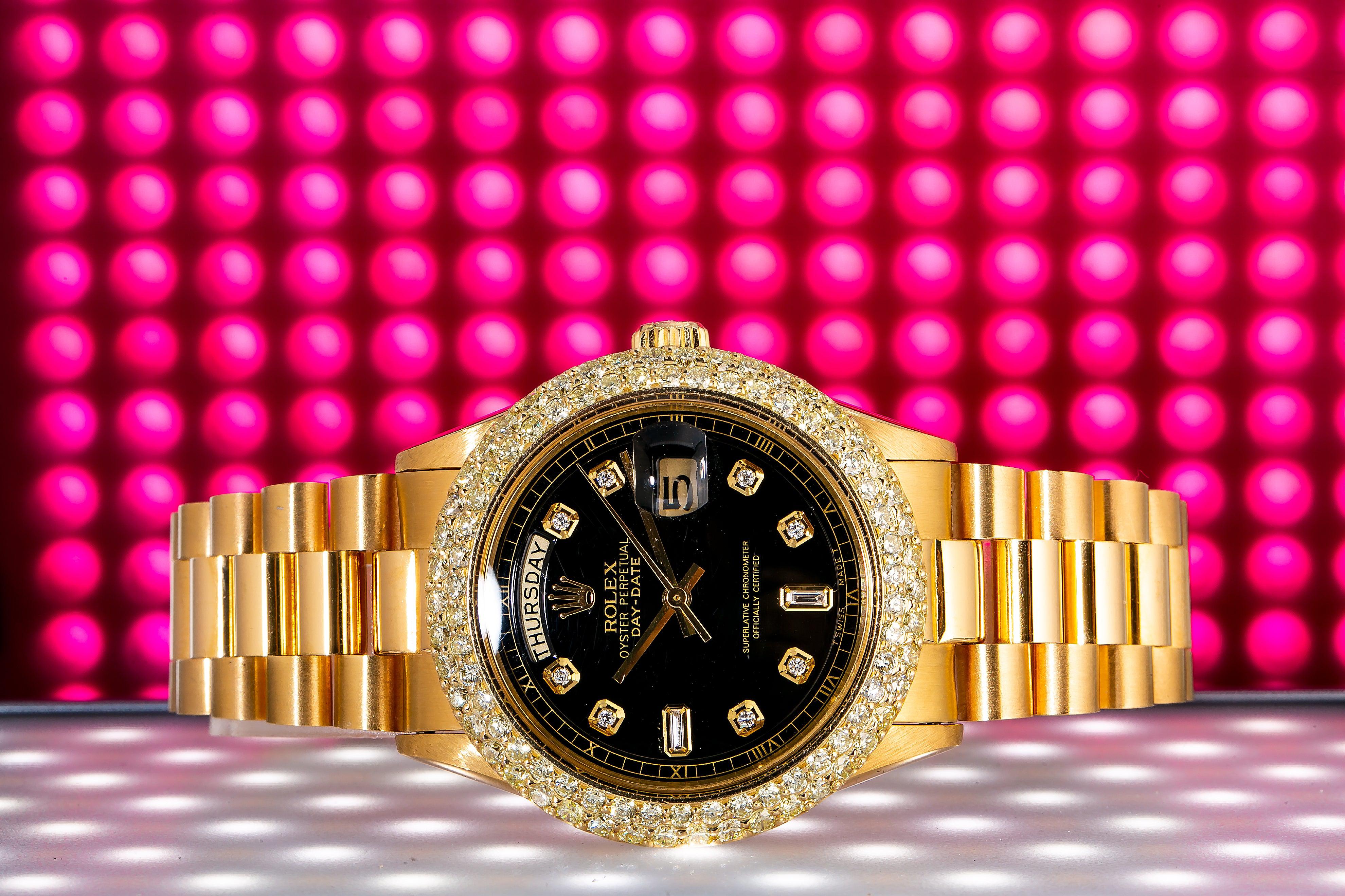 Rolex Day-Date 1803 36MM Black Diamond Dial With 3.50 CT Diamonds