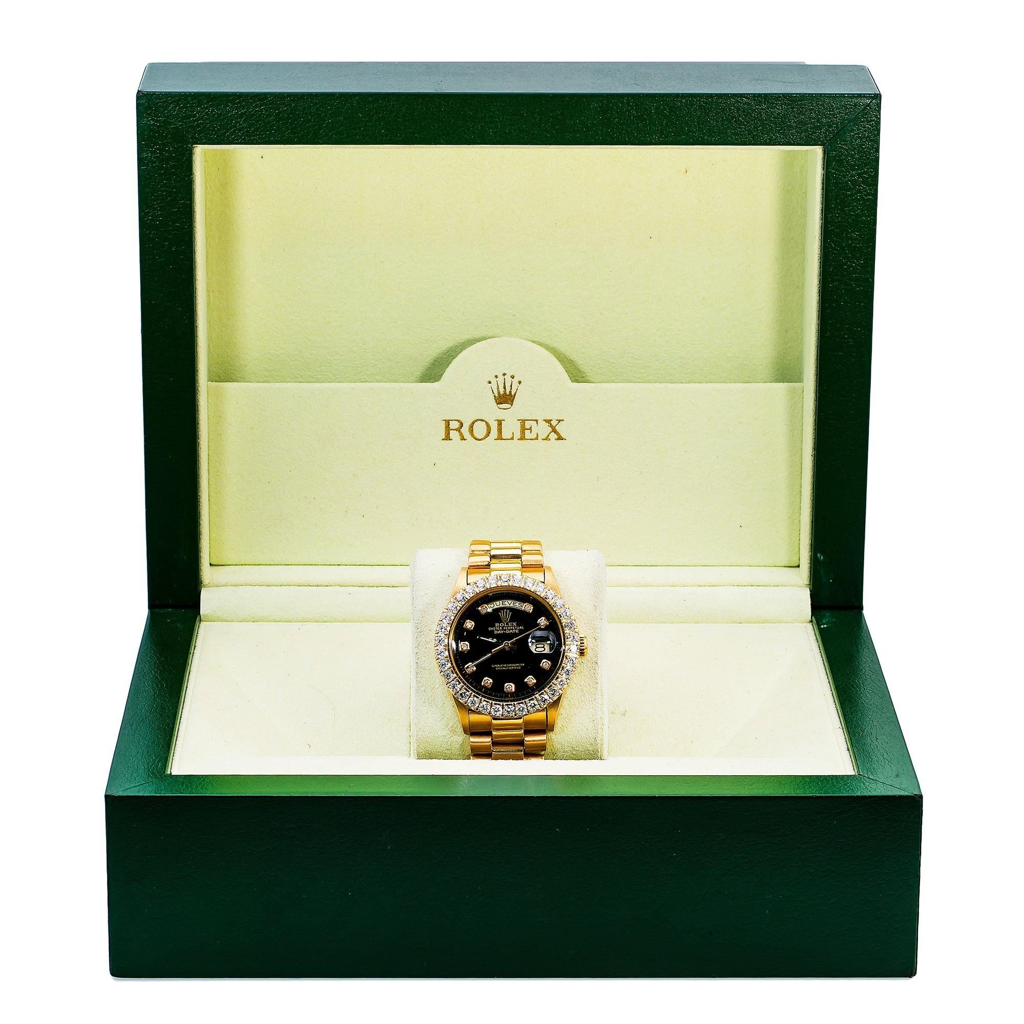 Rolex Day-Date 1803 36MM Black Diamond Dial With Yellow Gold Bracelet