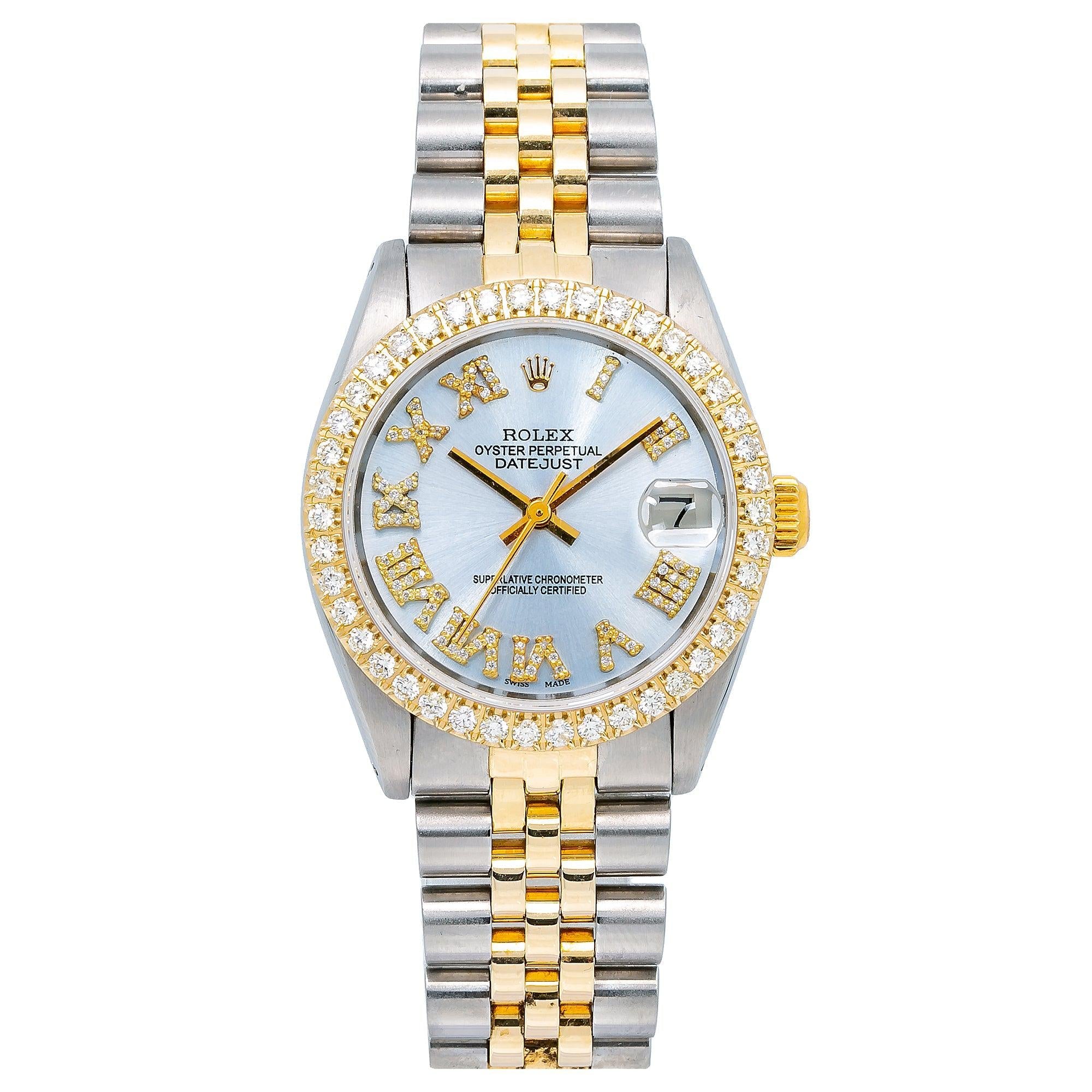 Rolex Datejust 6827 31MM Light Blue Diamond Dial With Two Tone Jubilee Bracelet