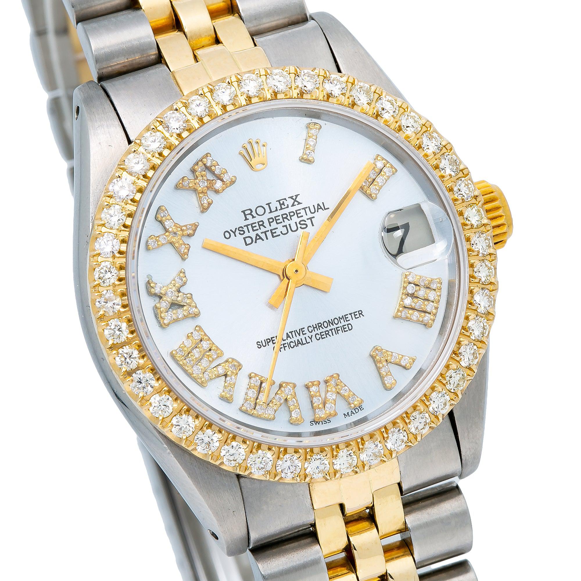 Rolex Datejust 6827 31MM Light Blue Diamond Dial With Two Tone Jubilee Bracelet