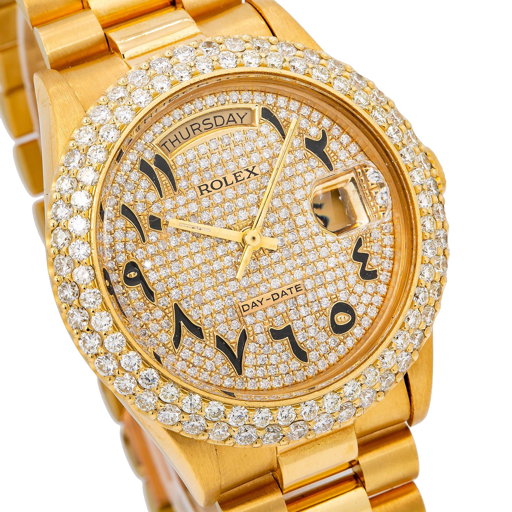 Rolex Day-Date 18038 36MM Yellow Gold Diamond Dial With Yellow Gold Bracelet