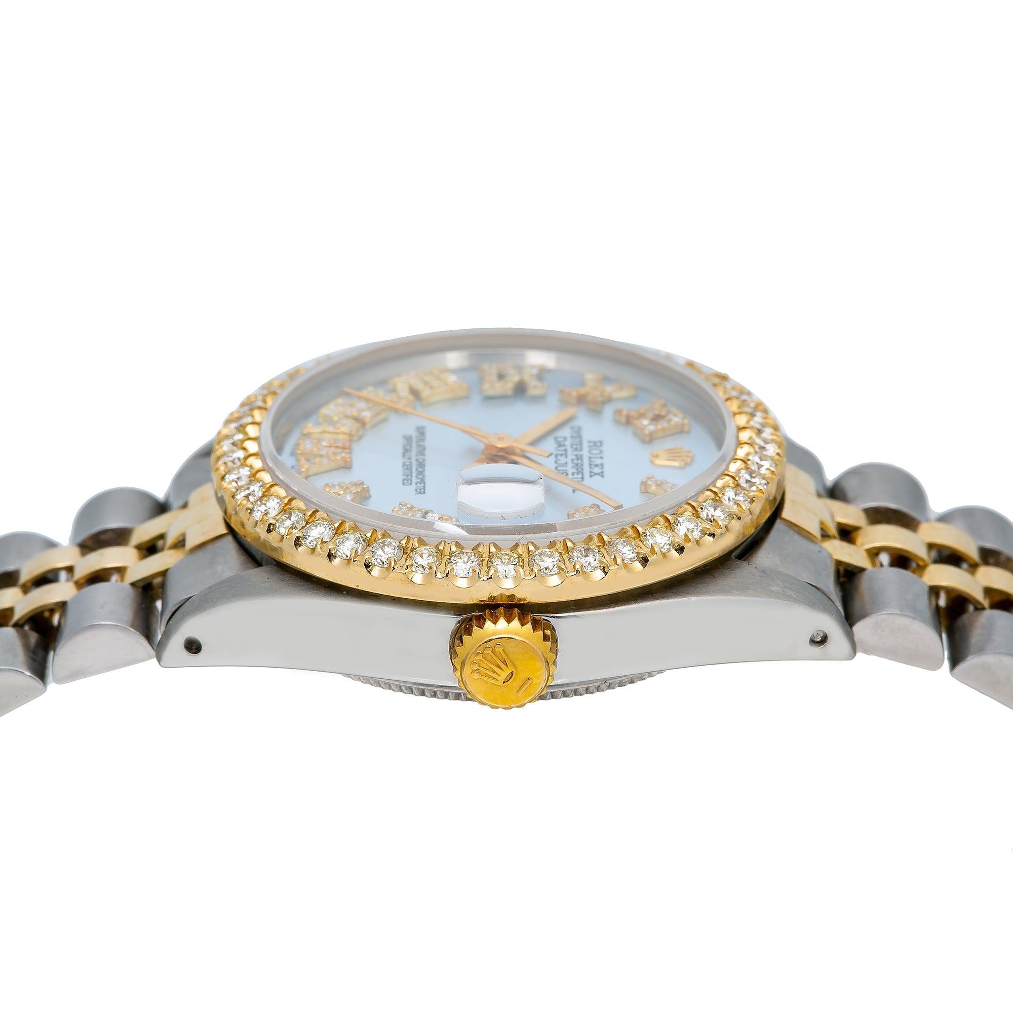 Rolex Datejust 6827 31MM Light Blue Diamond Dial With Two Tone Jubilee Bracelet