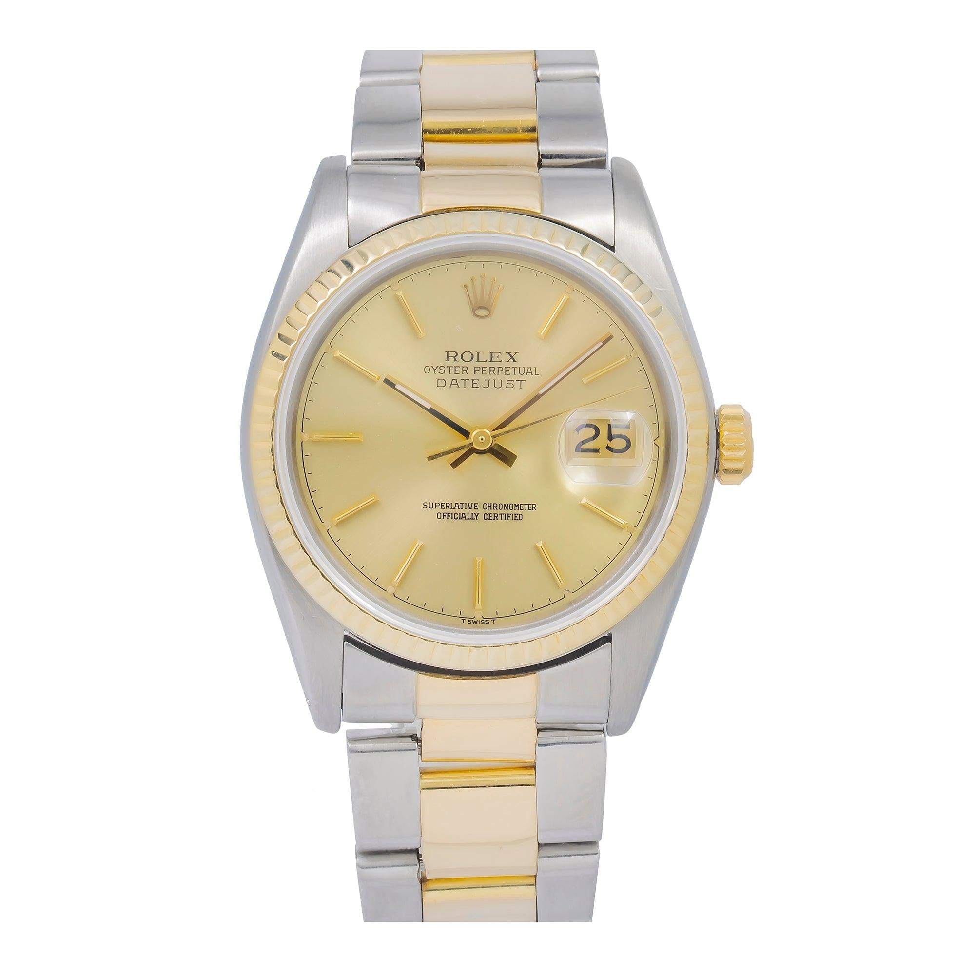 Rolex Datejust 16013 36MM Champagne Dial With Two Tone Oyster Bracelet