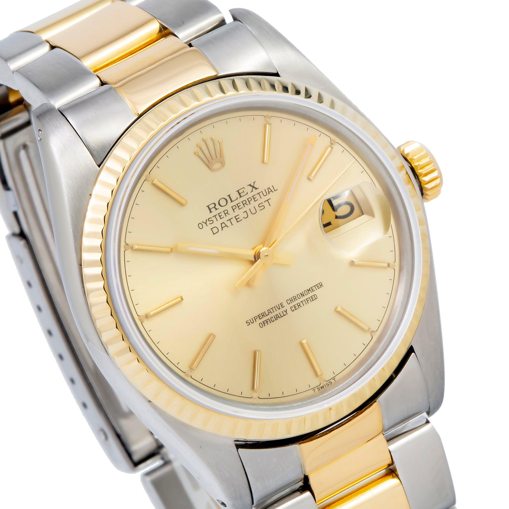 Rolex Datejust 16013 36MM Champagne Dial With Two Tone Oyster Bracelet