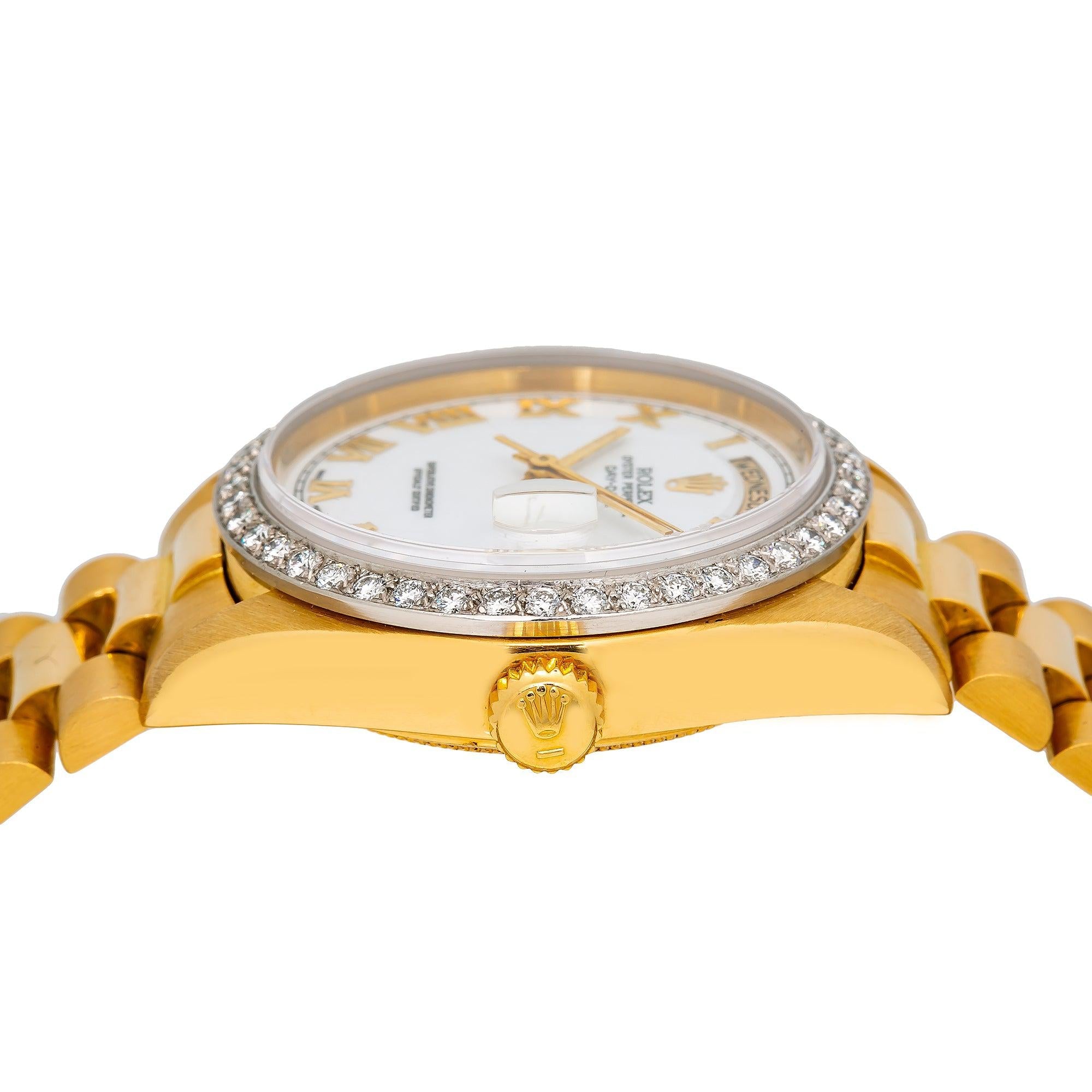 Rolex Day-Date 18038 36MM White Dial With Yellow Gold President Bracelet
