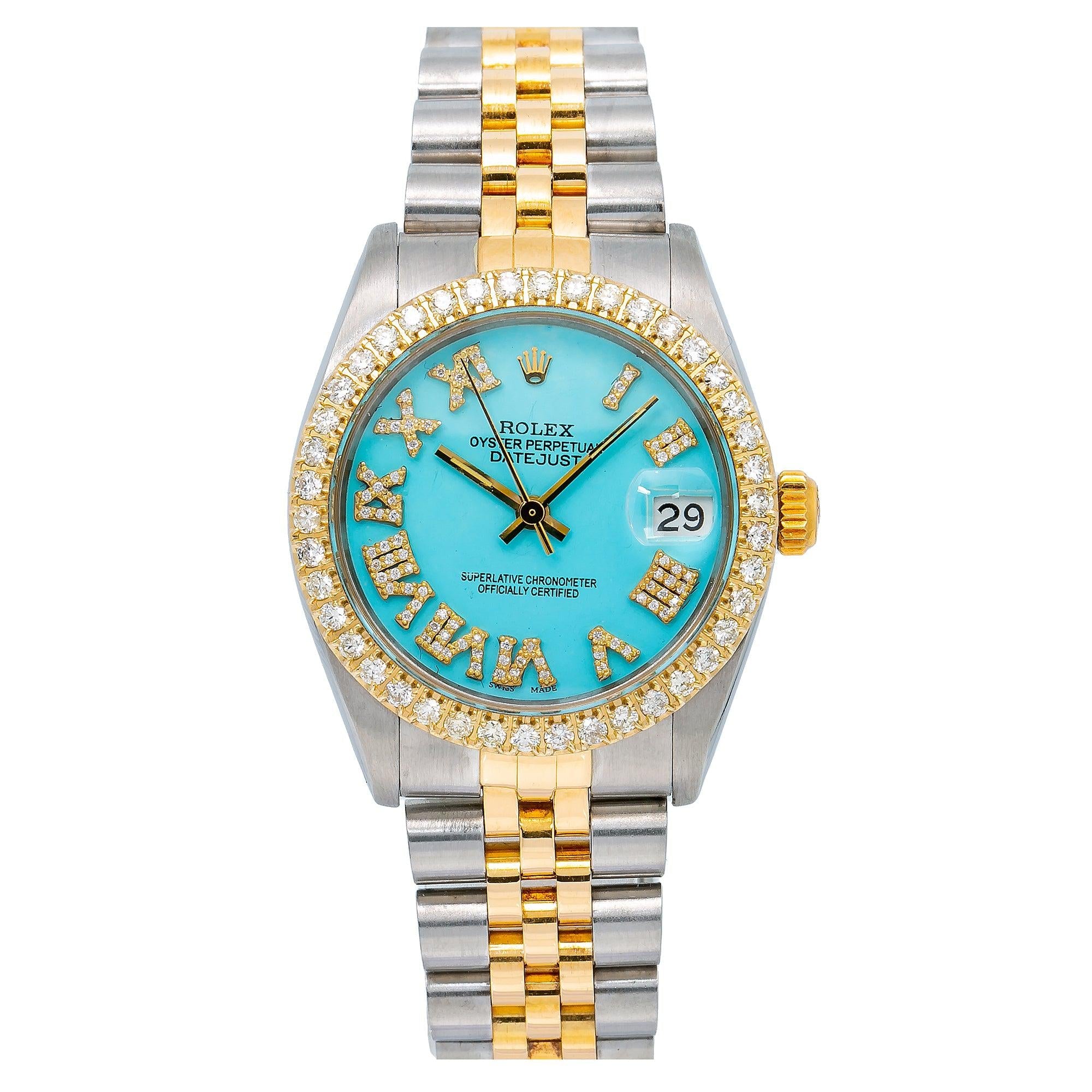 Rolex Datejust 6827 31MM Blue Diamond Dial With Two Tone Bracelet