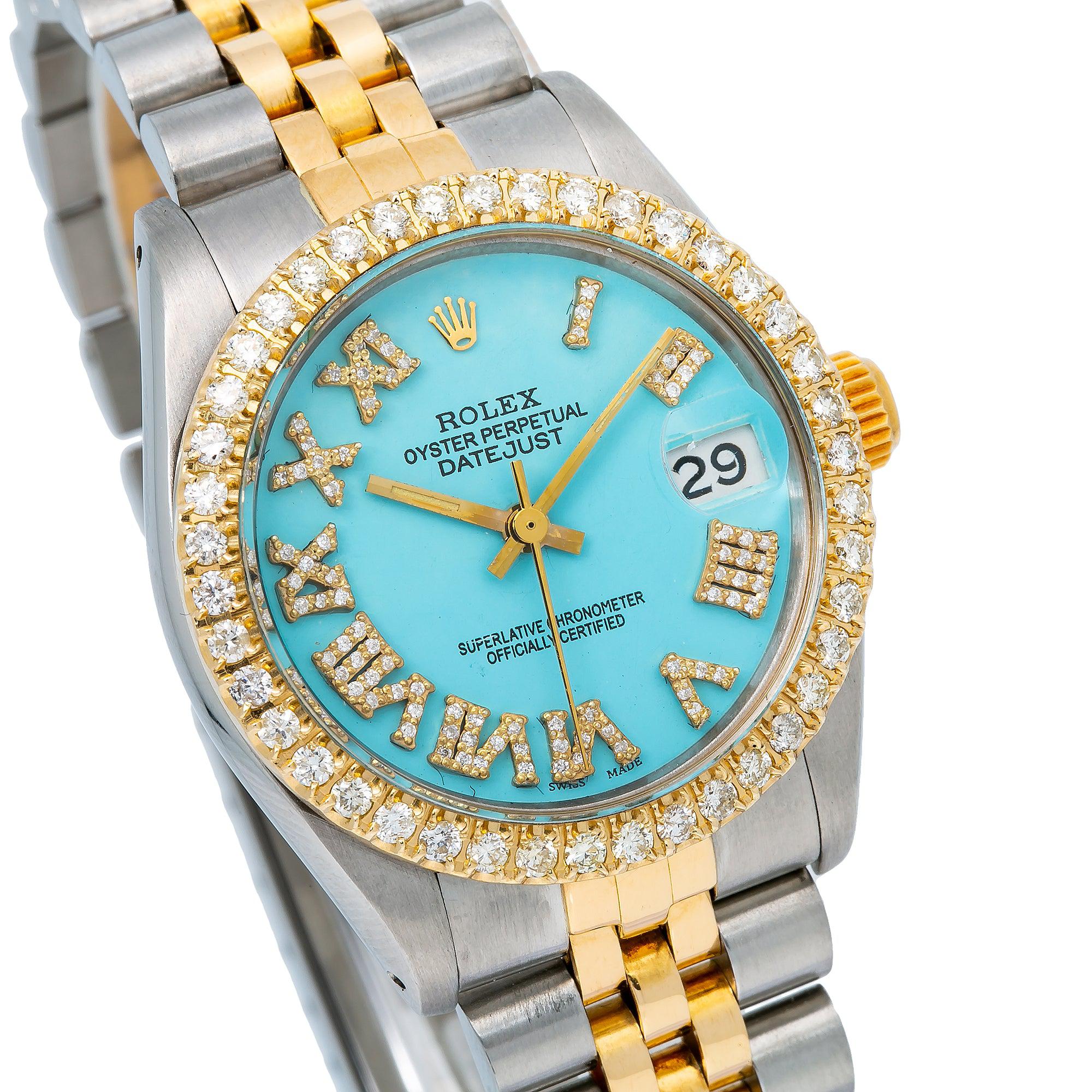 Rolex Datejust 6827 31MM Blue Diamond Dial With Two Tone Bracelet