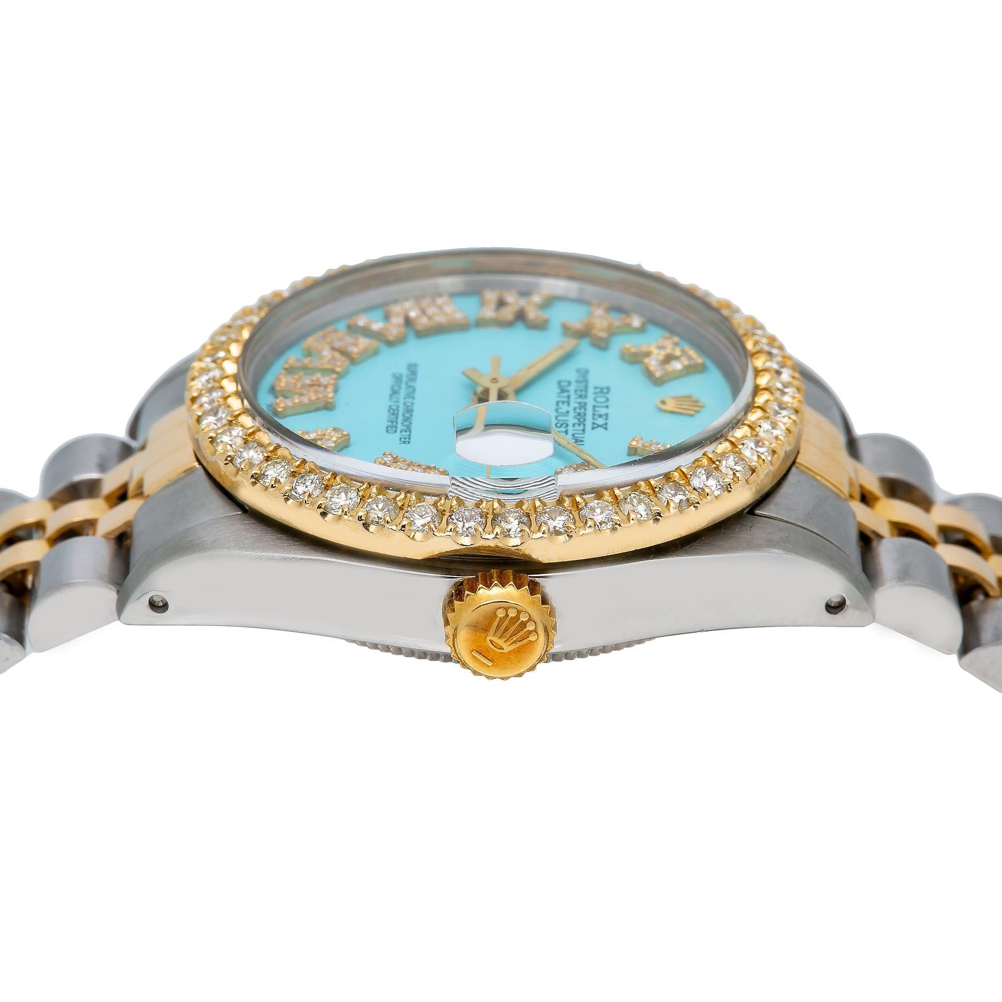 Rolex Datejust 6827 31MM Blue Diamond Dial With Two Tone Bracelet