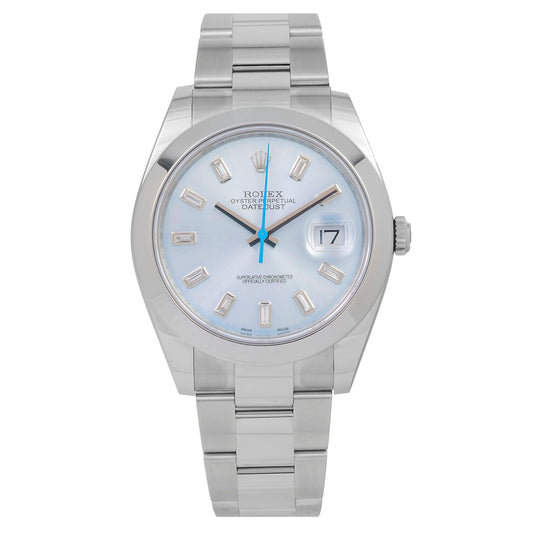Rolex Datejust 116300 41MM Ice Blue Baguette Diamond Dial With Stainless Steel Oyster Bracelet